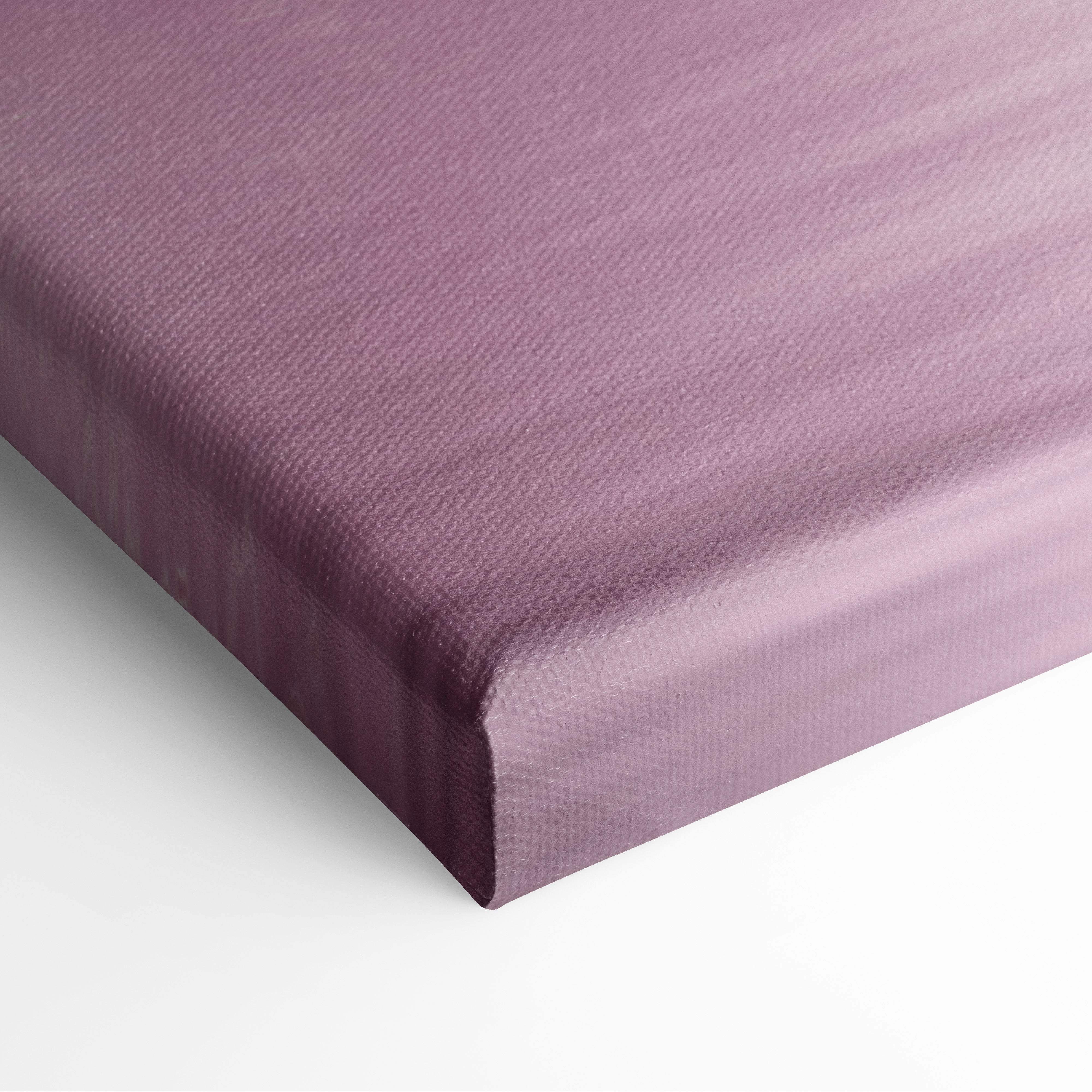 Purple canvas print with textured woven surface pink lightning storm soft purple sky and reflective water wall decor