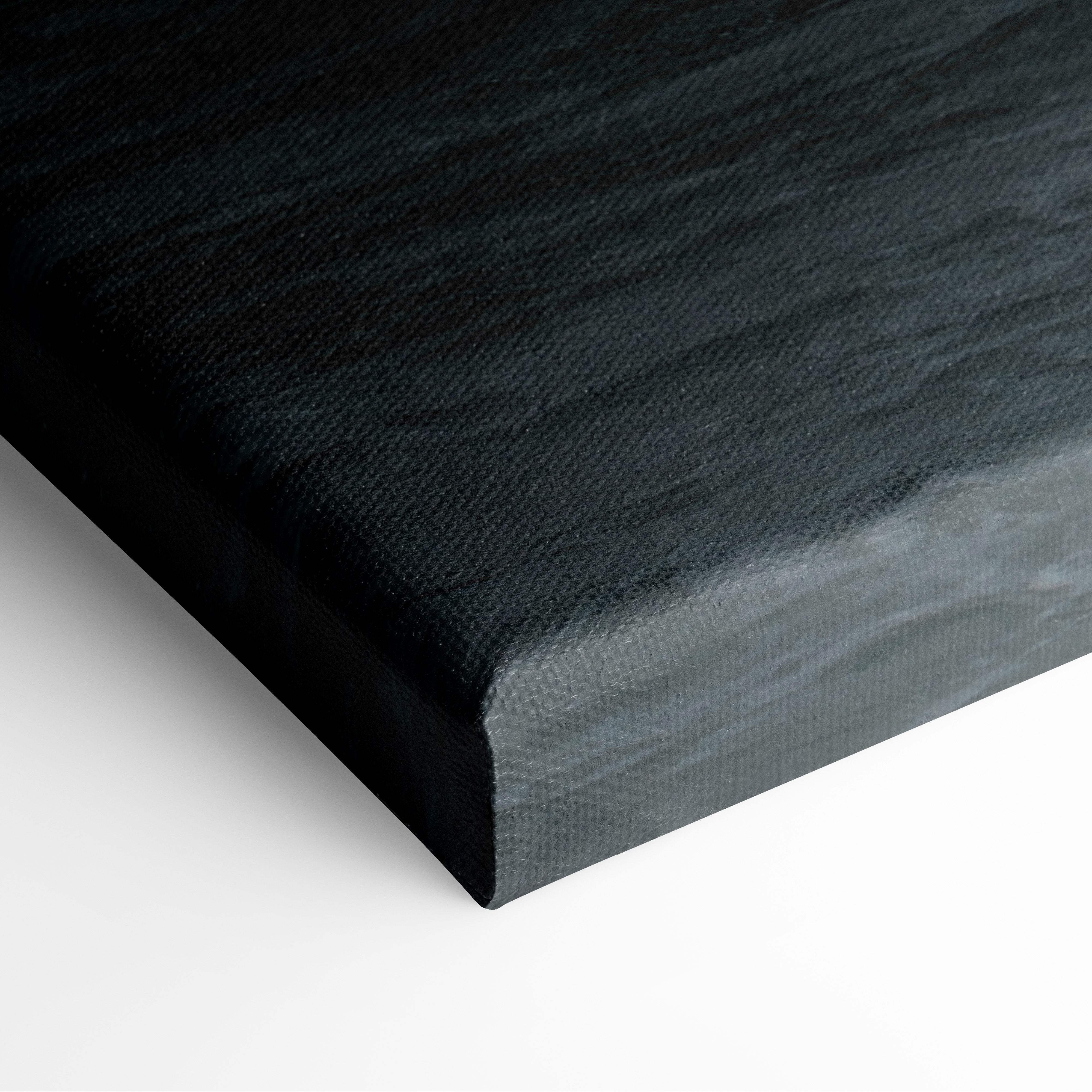 Black canvas print with textured fabric surface featuring dark ocean storm seascape for dramatic wall art