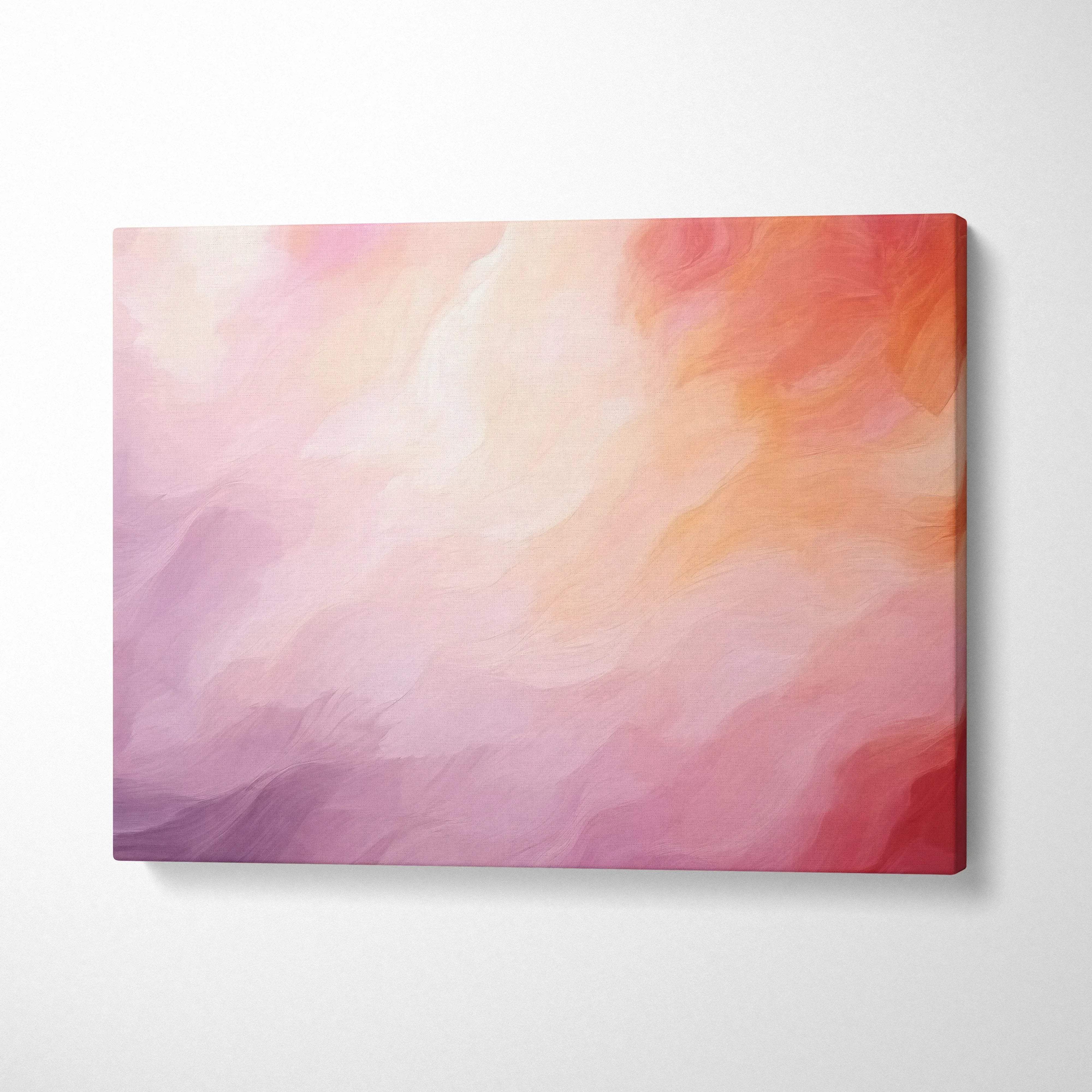 Abstract canvas art in soft pink, peach, and lavender tones, vibrant wall art canvas print.