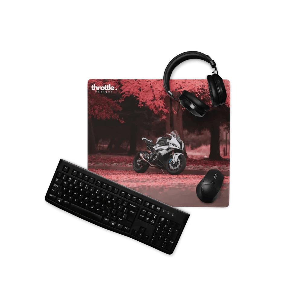 Black keyboard with matte finish on bmw inspired s1000rr gaming mouse pad large xl extended