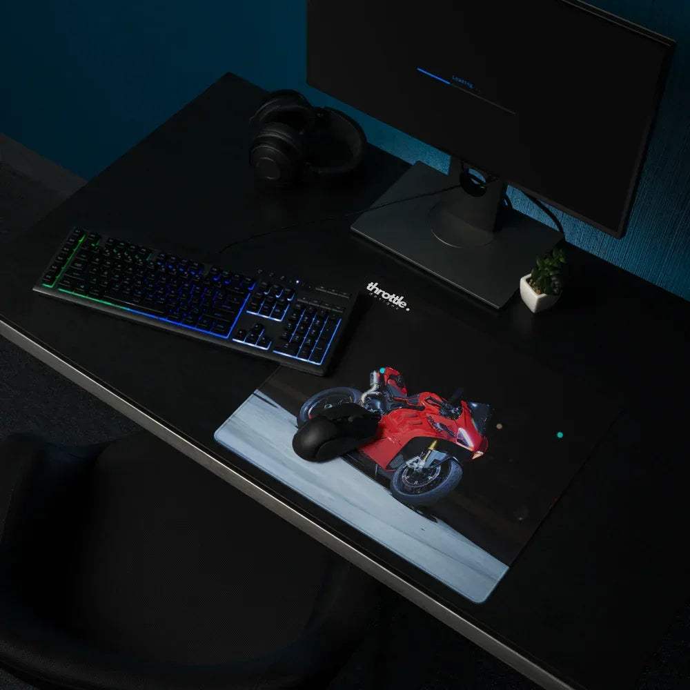 Red ducati panigale v4s gaming mouse pad with black and white racing track design large extended size