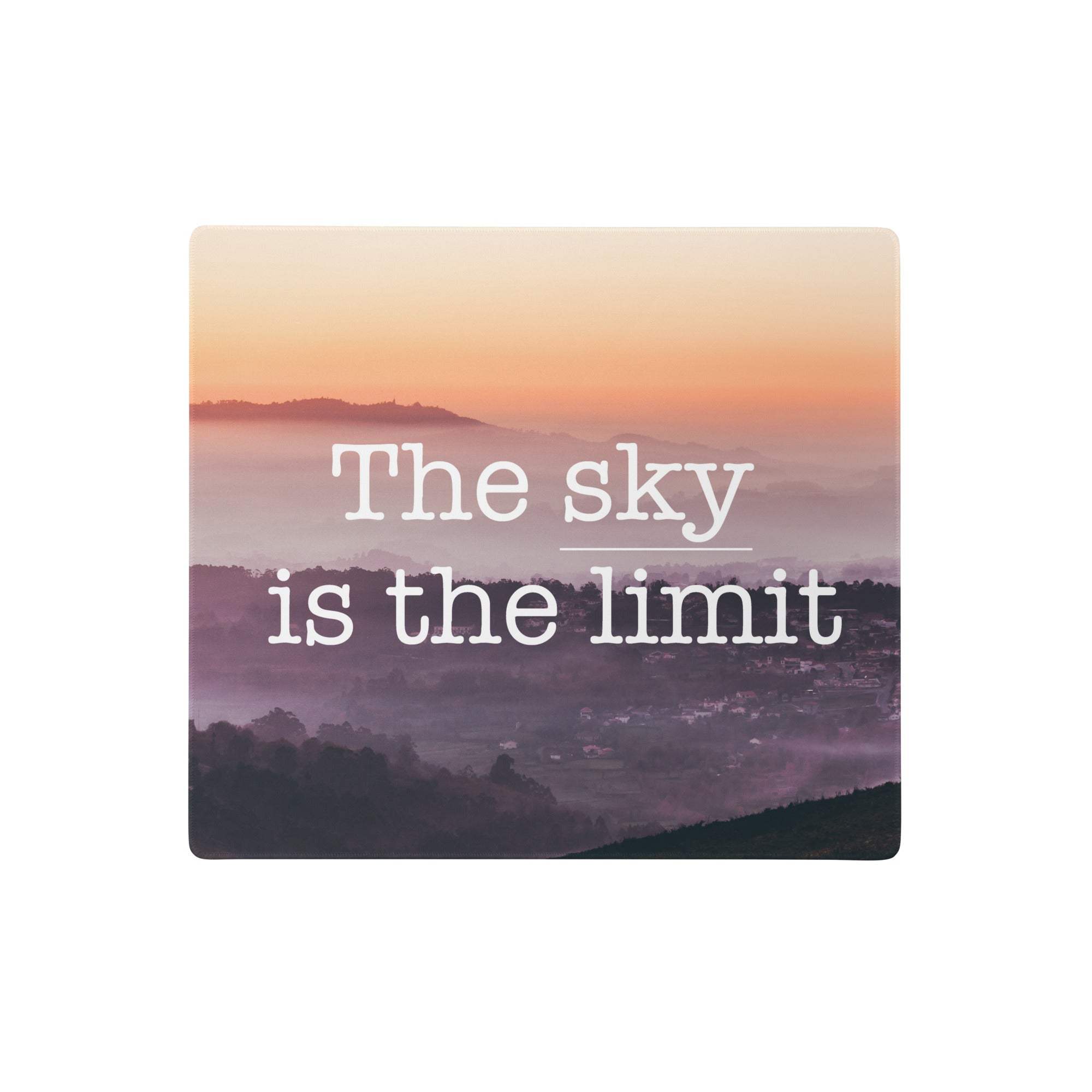 Sunset gradient motivational mouse pad with serene orange and purple sunset landscape and calm minimalist desk print