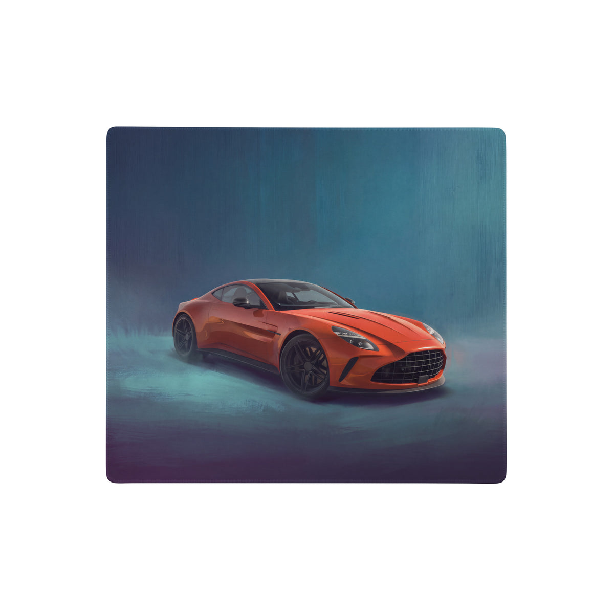Vibrant orange aston martin v12 vanquish sports car on aston martin vantage inspired sunset orange front desk mat
