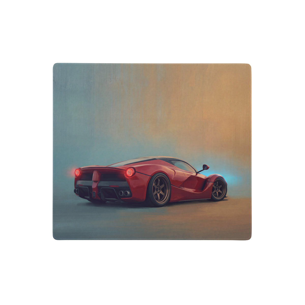 Red ferrari laferrari sports car illustration on rosso bronze side low-friction cloth desk mat mousepad