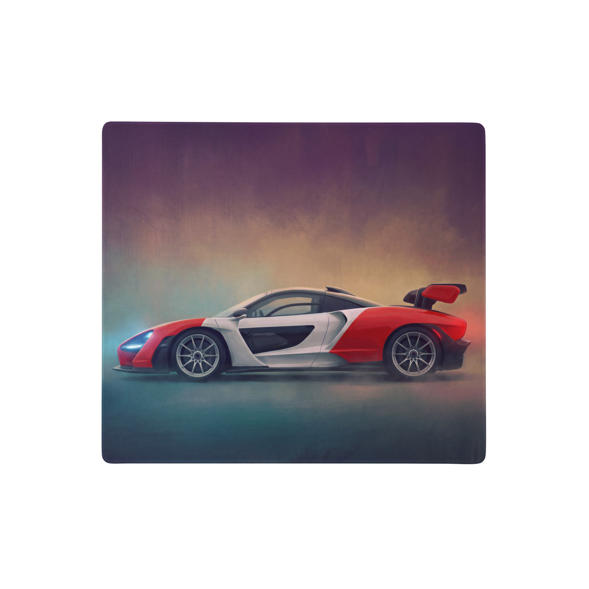 Red and white mclaren senna inspired marlboro heritage desk mat with low-friction cloth for smooth mouse use