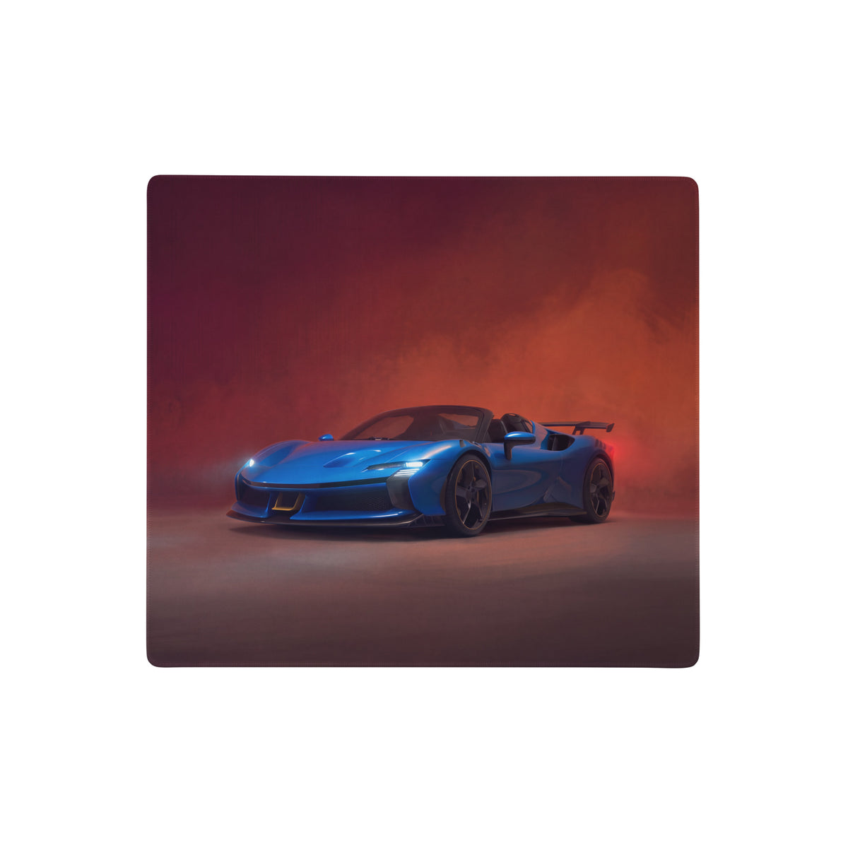 Vibrant blue ferrari sf90 xx inspired corsa blue high-precision xl gaming mousepad with red and orange lighting