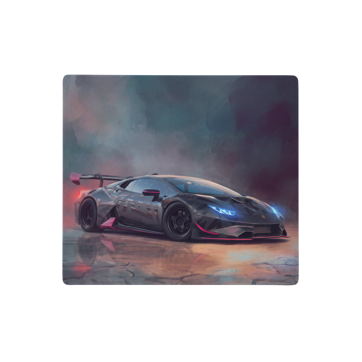Black and pink lamborghini huracán race car graphic on rectangular high-precision xl gaming mousepad