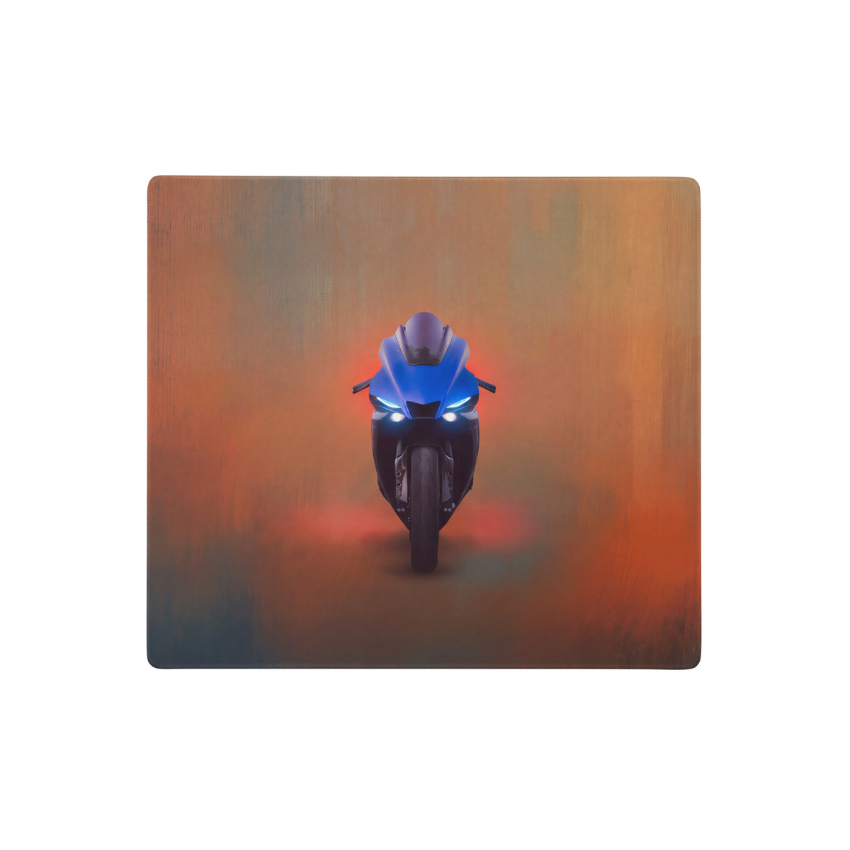 Blue yamaha yzf-r1 inspired large gaming mousepad with glowing headlights design for office desk protection