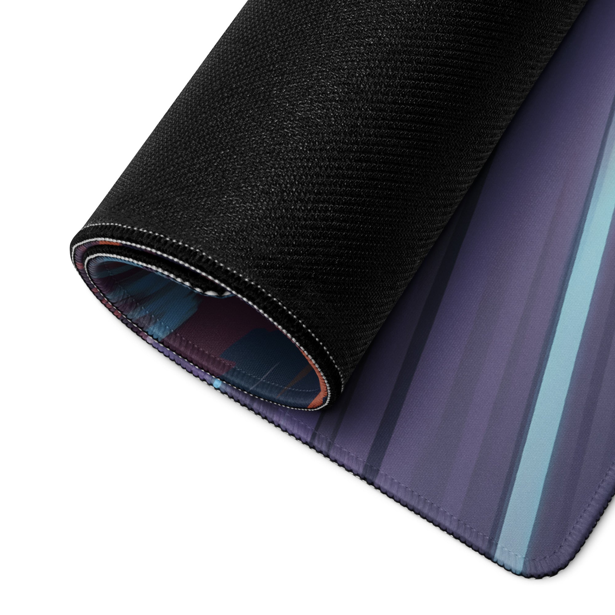 BMW M4 F82 Inspired Black Purple Vaporwave Gaming Mouse Pad, High-Speed Sports Coupe Desk Mat with Retro Futuristic Forest Highway Artwork