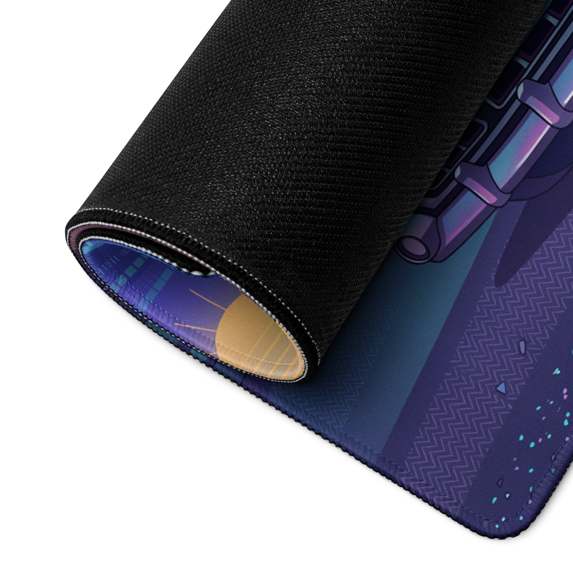 Facel Vega HK500 Inspired Green Blue Vaporwave Gaming Mouse Pad, Retro Luxury Coupe Desk Mat with Neon Mid-Century Roadside Artwork