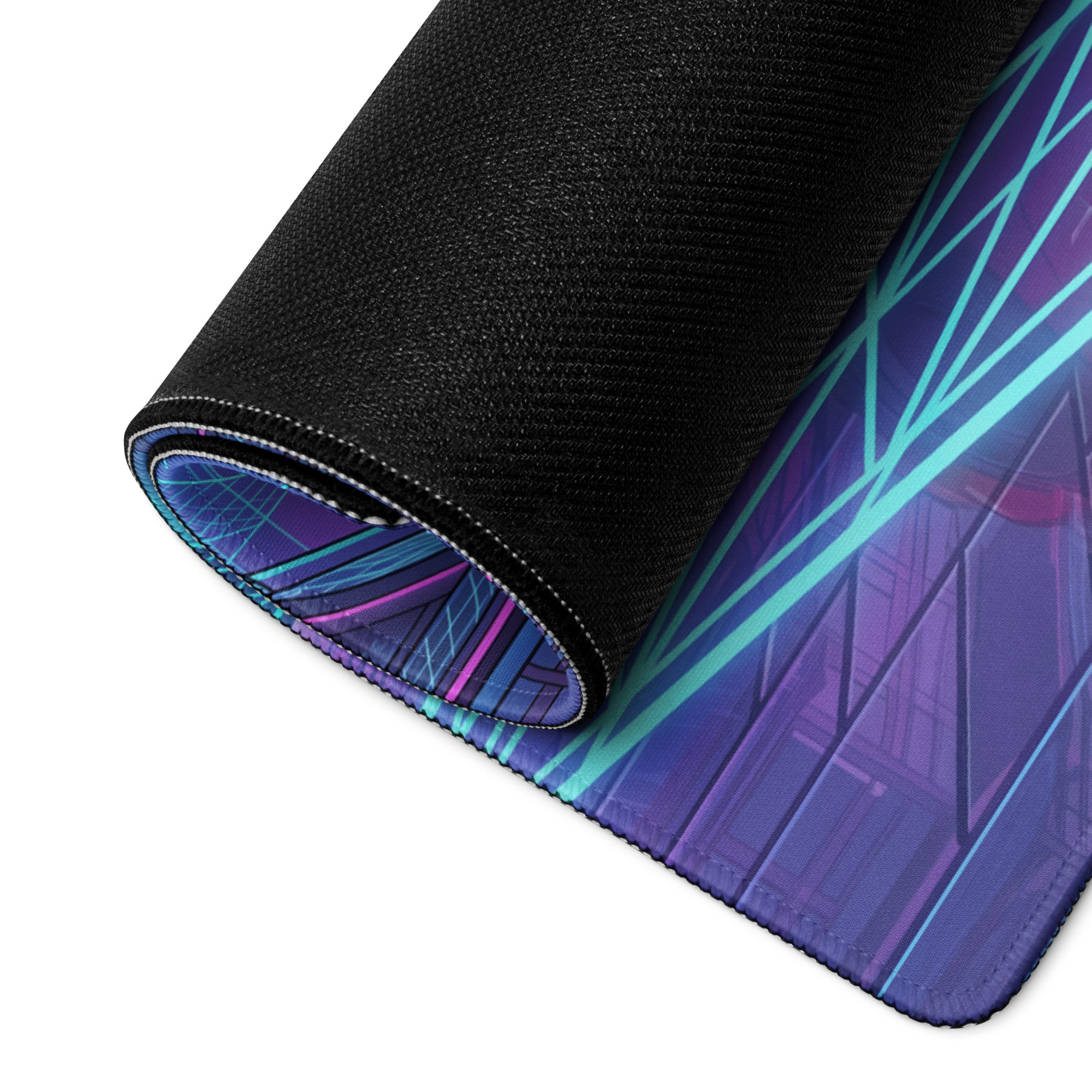 Porsche 911 964 Inspired Red Blue Vaporwave Gaming Mouse Pad, Neon Tokyo Street Desk Mat with Retro Futuristic Japanese Car Artwork