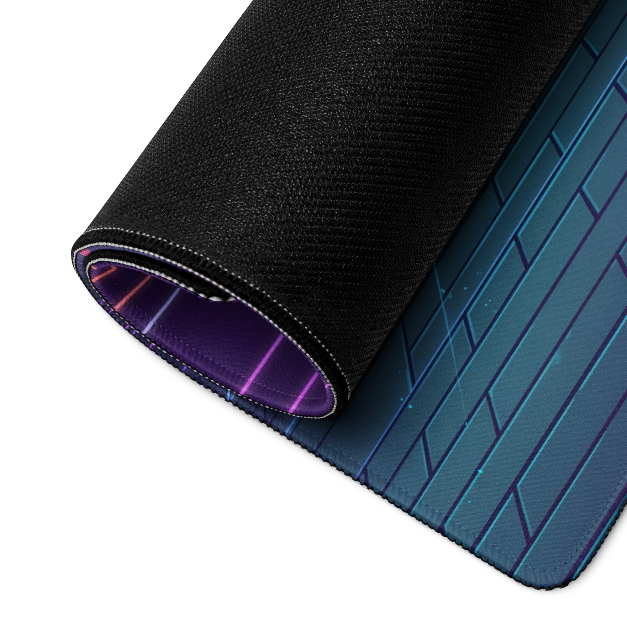 Lexus RC F Inspired White Blue Vaporwave Gaming Mouse Pad, Neon Japanese Luxury Sports Coupe Desk Mat with Retro Futuristic Cyber Grid Artwork