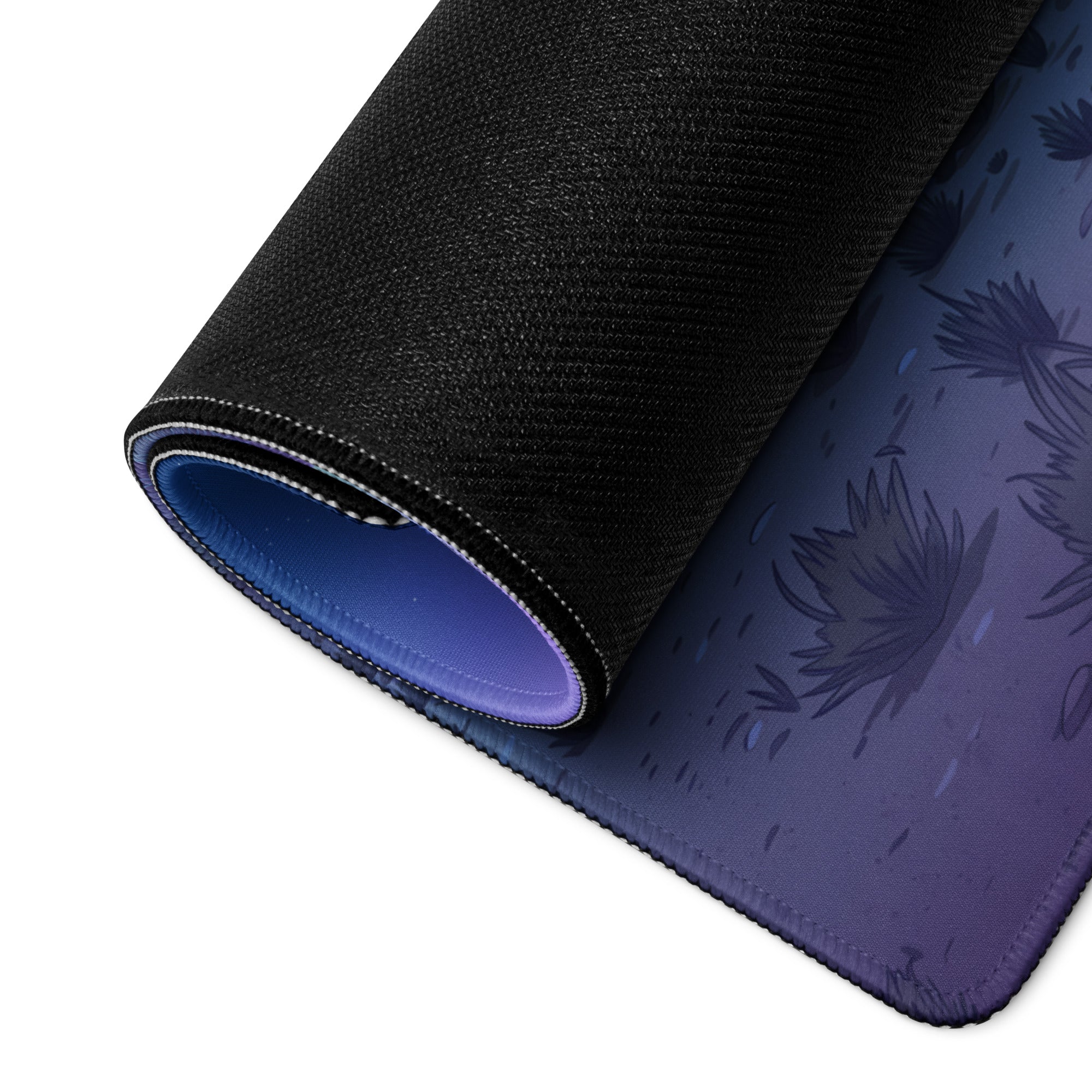 Ford Mustang GT Inspired White Vaporwave Gaming Mouse Pad – Blue Purple Desert Night Desk Mat with Retro Futuristic Mountains and Celestial Art
