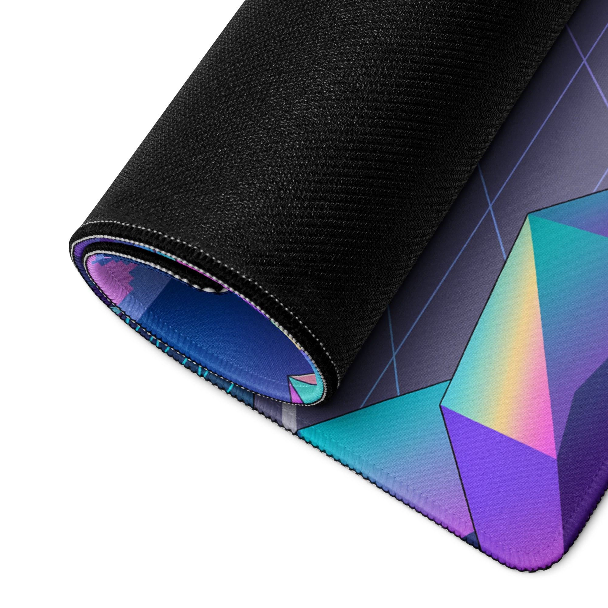 Ford Mustang GTD Inspired Red Vaporwave Gaming Mouse Pad – Neon Pink Blue Crystal Highway Desk Mat with Retro Futuristic Palm Trees and Synthwave Art