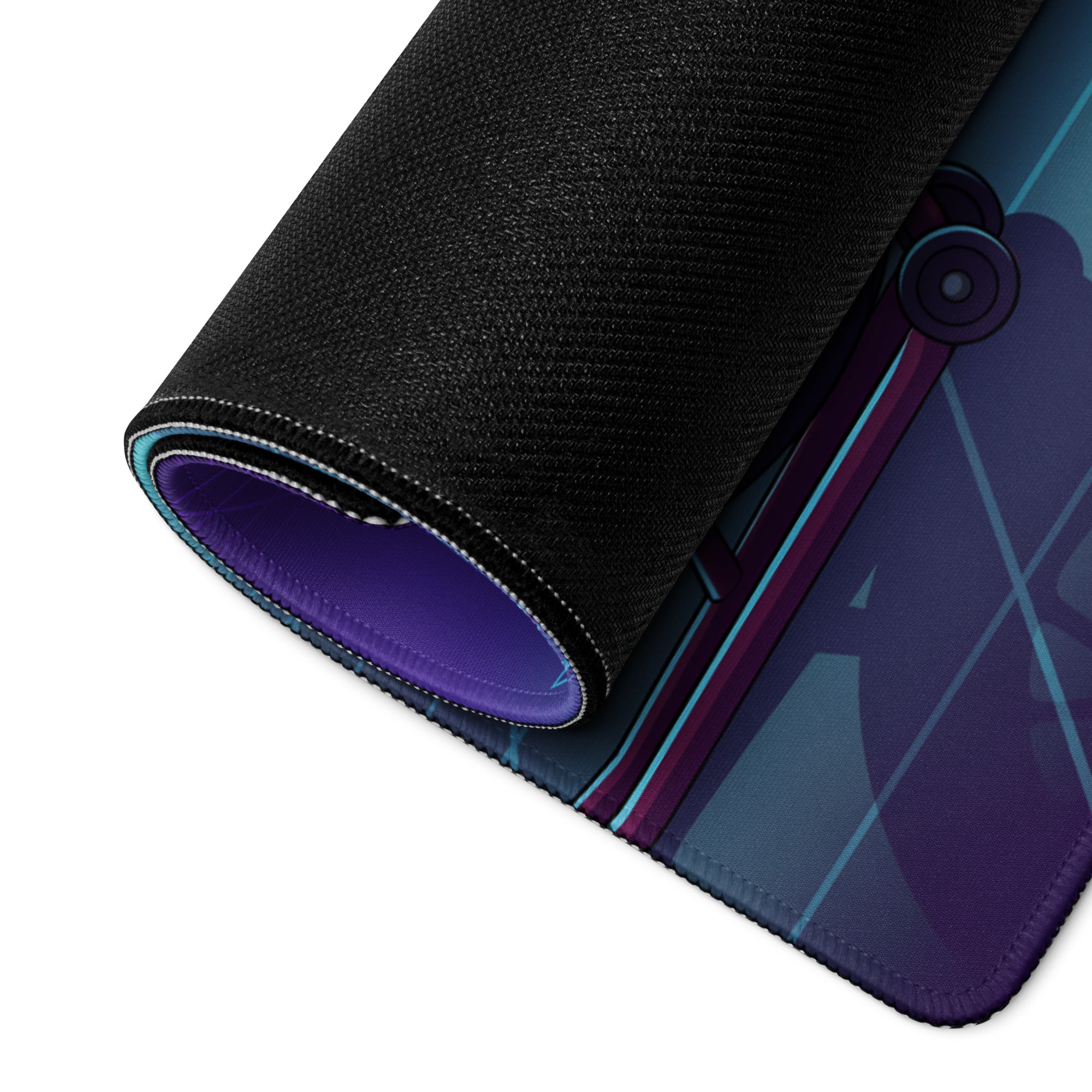 Ducati Panigale V4 Inspired White Purple Vaporwave Gaming Mouse Pad – Neon Palm Grid Desk Mat, Retro Futuristic Superbike Digital Artwork