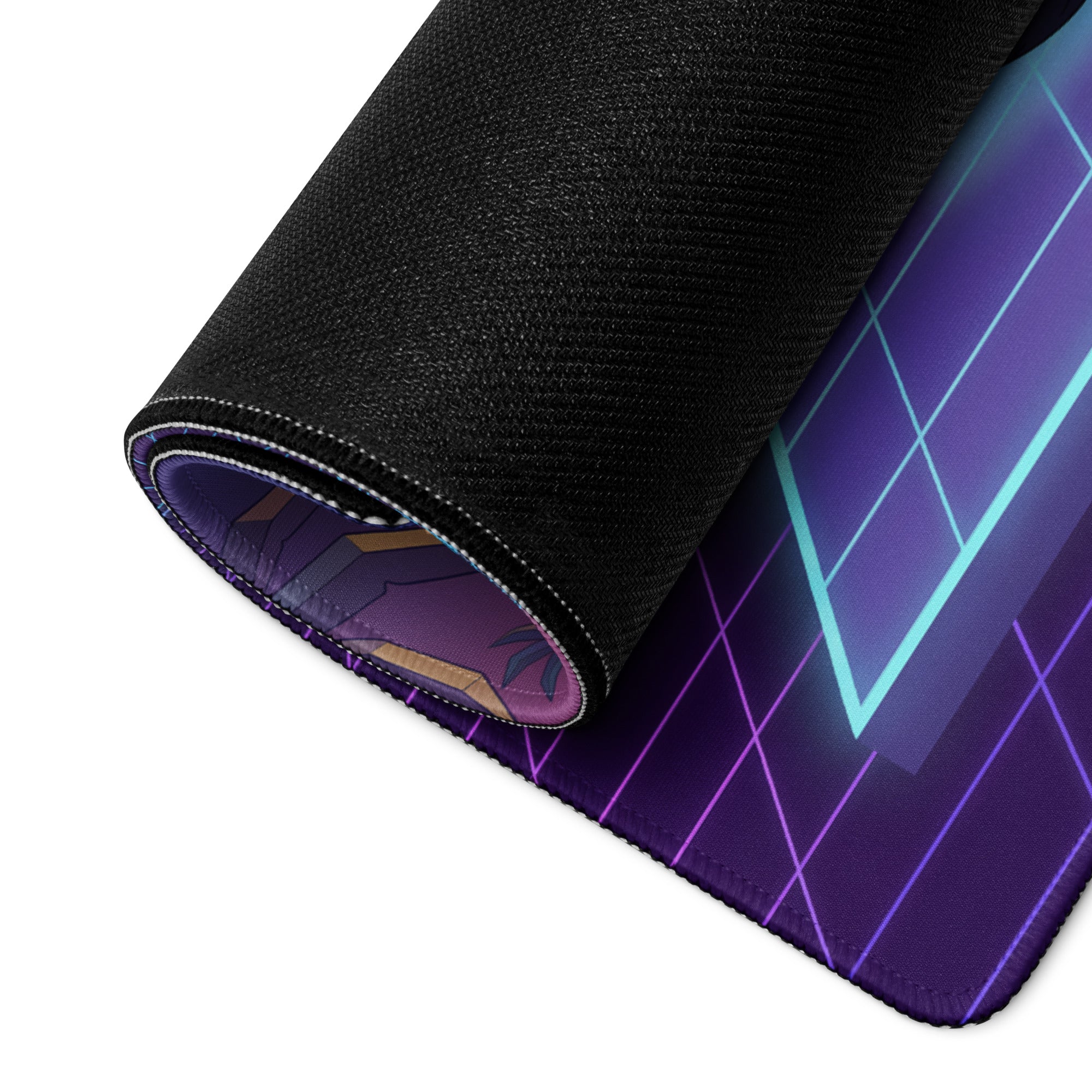 Kawasaki Ninja ZX-10R Inspired Green Purple Vaporwave Gaming Mouse Pad – Neon Sunset Grid Desk Mat, Retro Futuristic Superbike Digital Artwork