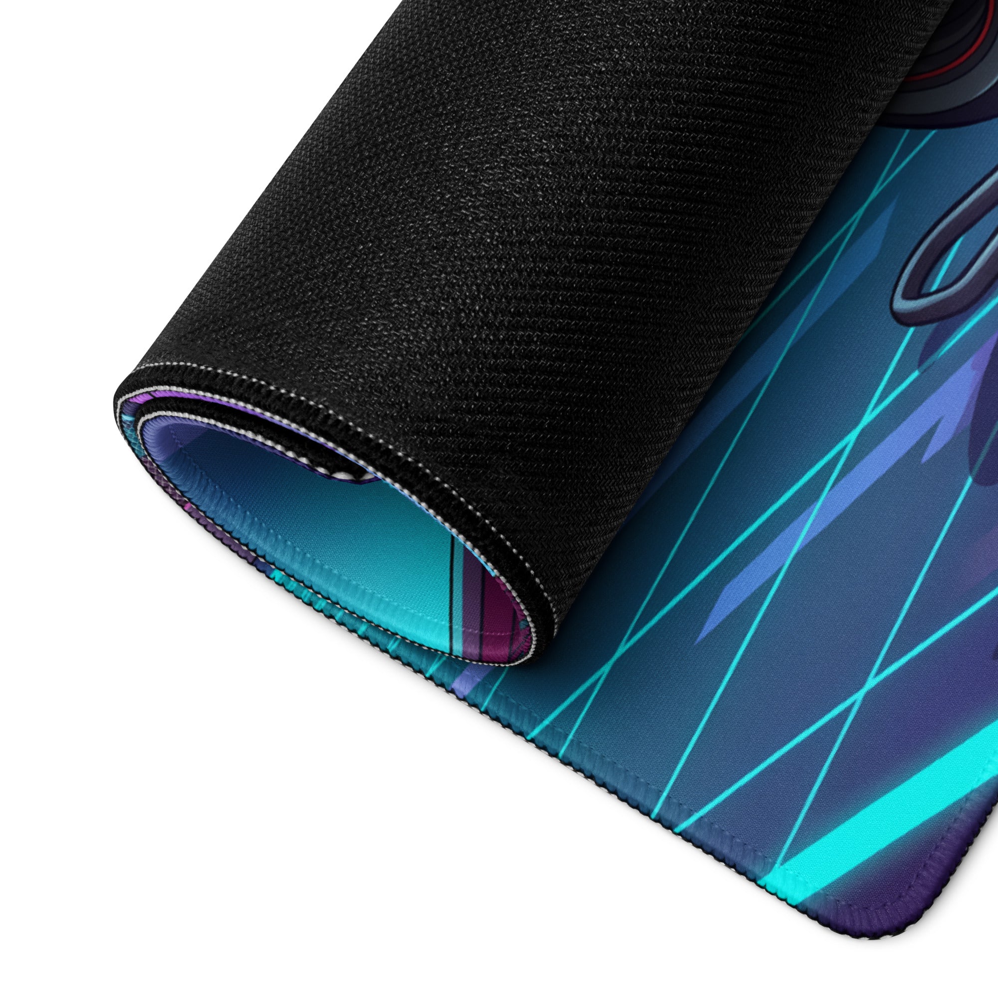 Ducati Panigale V4 Inspired Red Cyan Vaporwave Gaming Mouse Pad – Neon Futuristic Racetrack Desk Mat, Retro Superbike Digital Artwork
