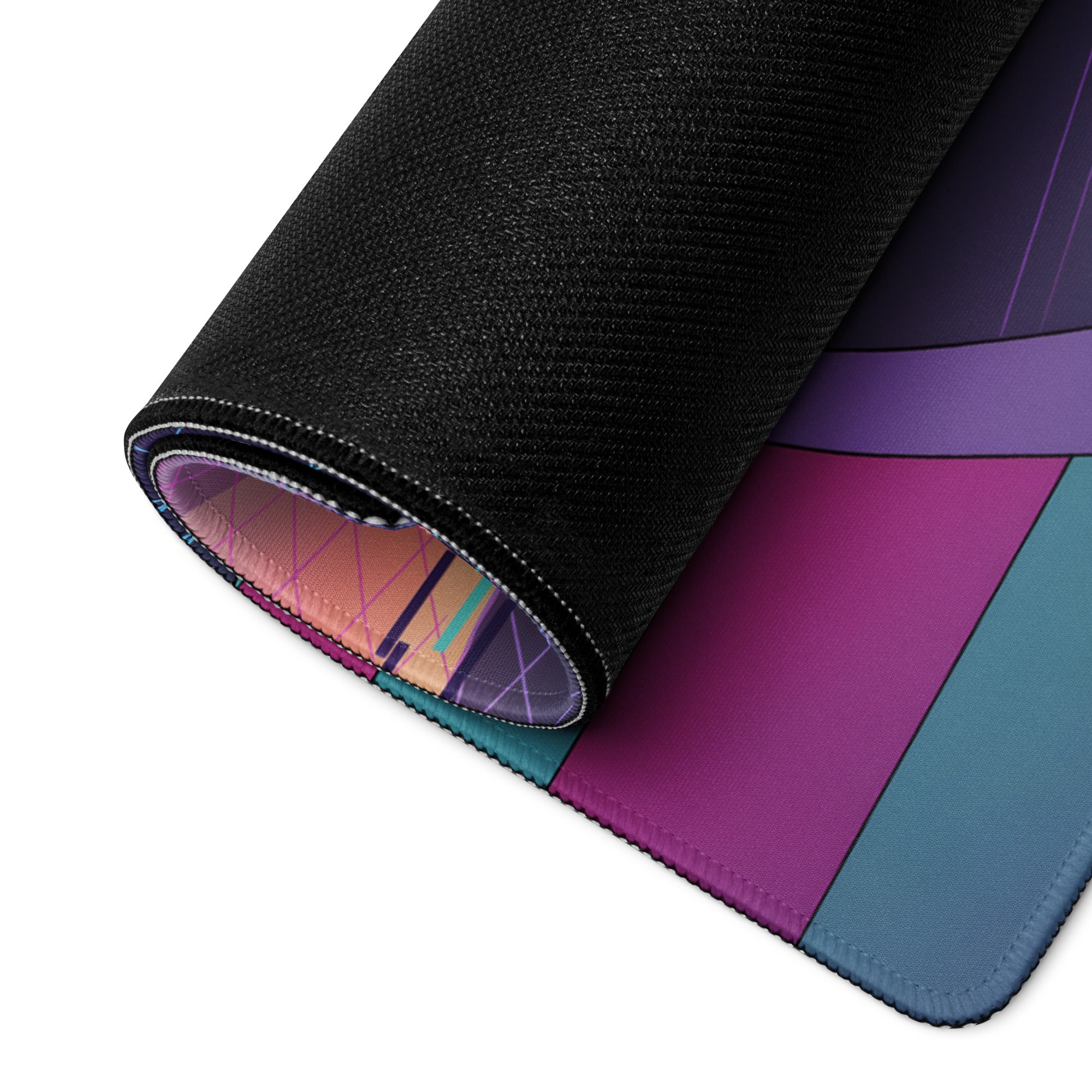 BMW M1000RR Inspired Purple Teal Vaporwave Gaming Mouse Pad – Neon Mountain Raceway Desk Mat, Futuristic Synthwave Motorcycle Digital Art