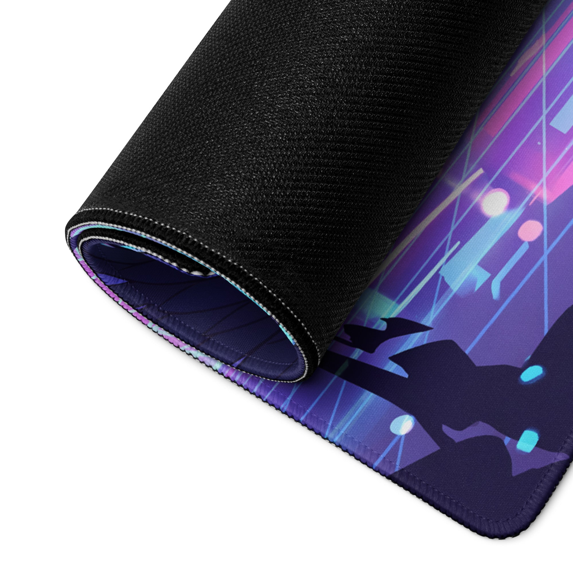 Neon Vaporwave Winged Pad - Gaming Mouse Pad Neon Purple Blue Desktop Vaporwave Futuristic Neon Desk Decor Digital Art