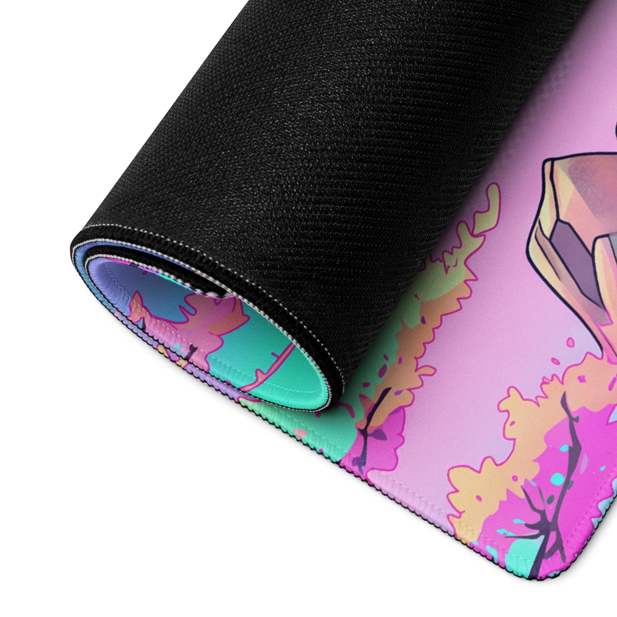 Vaporwave Neon Sakura Mouse Pad - Vaporwave Mouse Pad Pastel Purple Turquoise Desk Setup Dreamy Mood Retro Futurism
