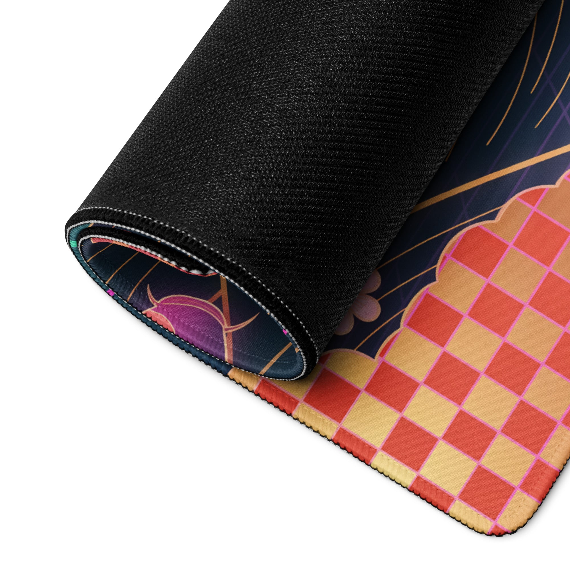 Neon Vaporwave Koi Desk Pad - Koi Fish Neon Pink Purple Gaming Desk Vaporwave Dreamy Neon Mood Retro Decor Digital Print