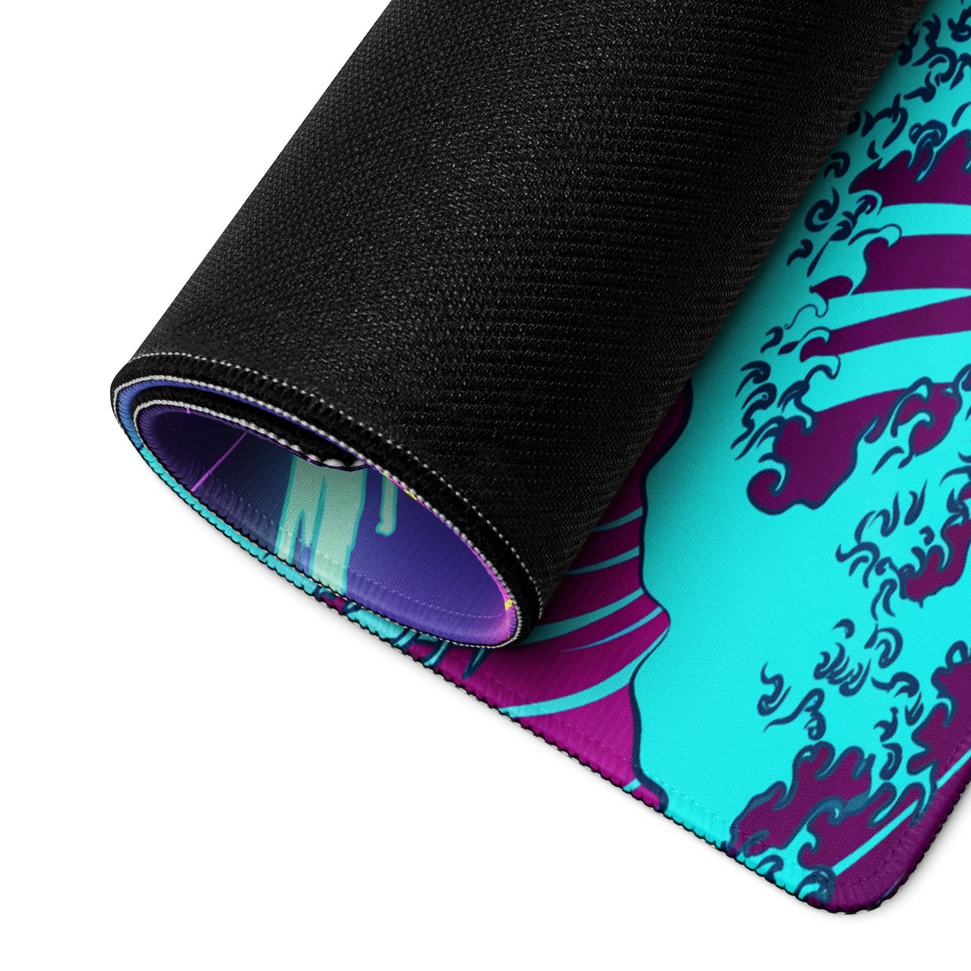 Vaporwave Neon Desk Mat - Vaporwave Mouse Pad Purple Pink Desk Synthwave Energetic Neo Retro Digital Art