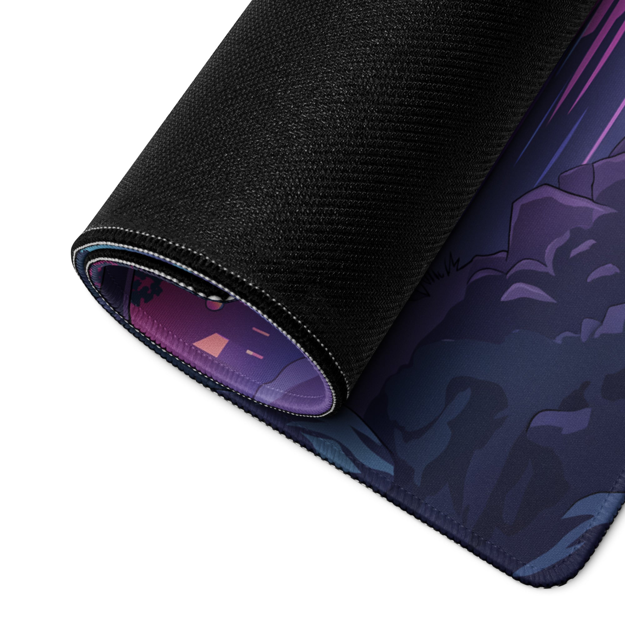 Vaporwave Neon Landscape Mouse Pad - Vaporwave Landscape Purple Pink Desk Synthwave - Dreamy Neon Mood Niche Digital Art