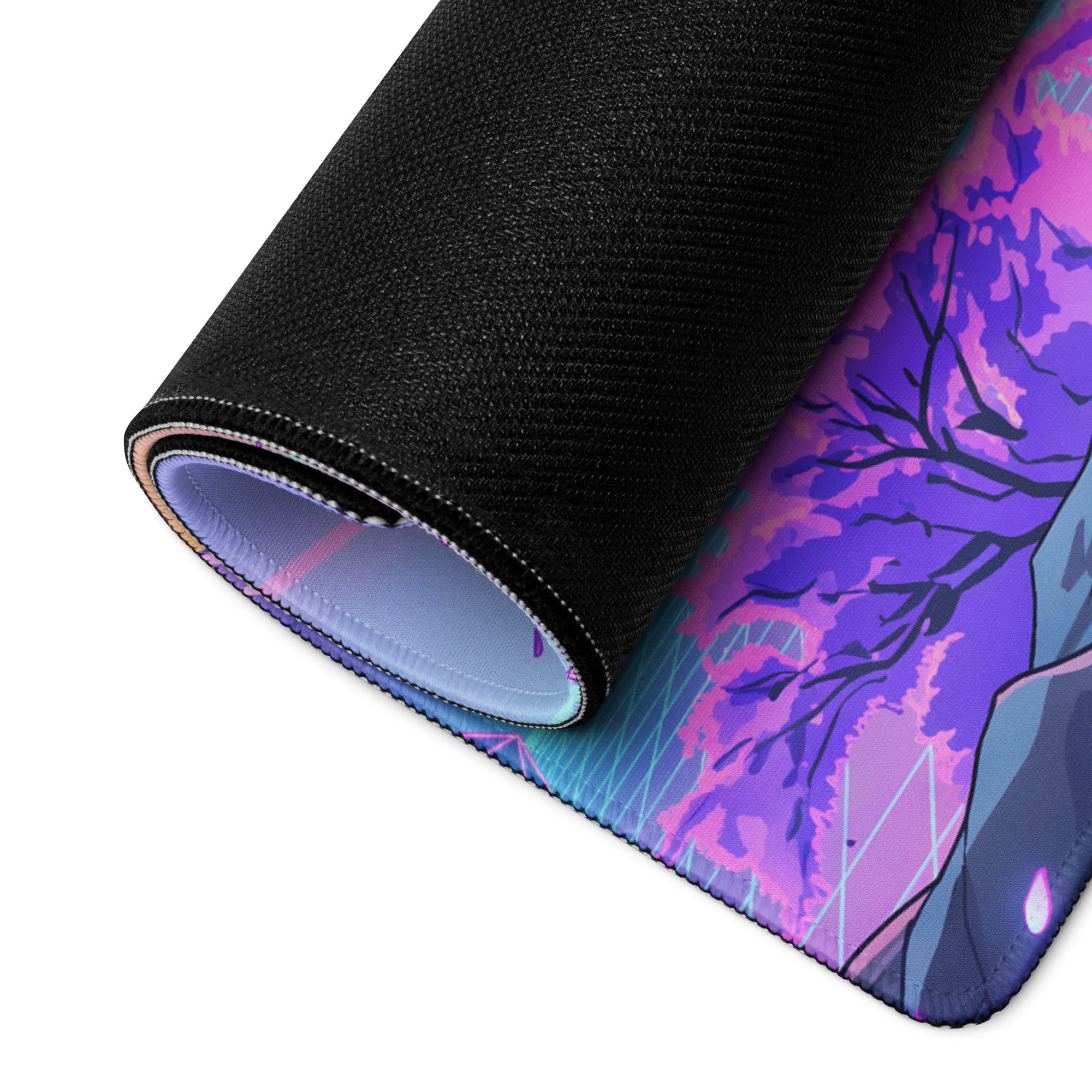 Vaporwave Neon Mouse Pad - Mouse Pad Purple Pink Blue Gaming Dreamlike Neon Retro Futurism Desk Mat Digital Art