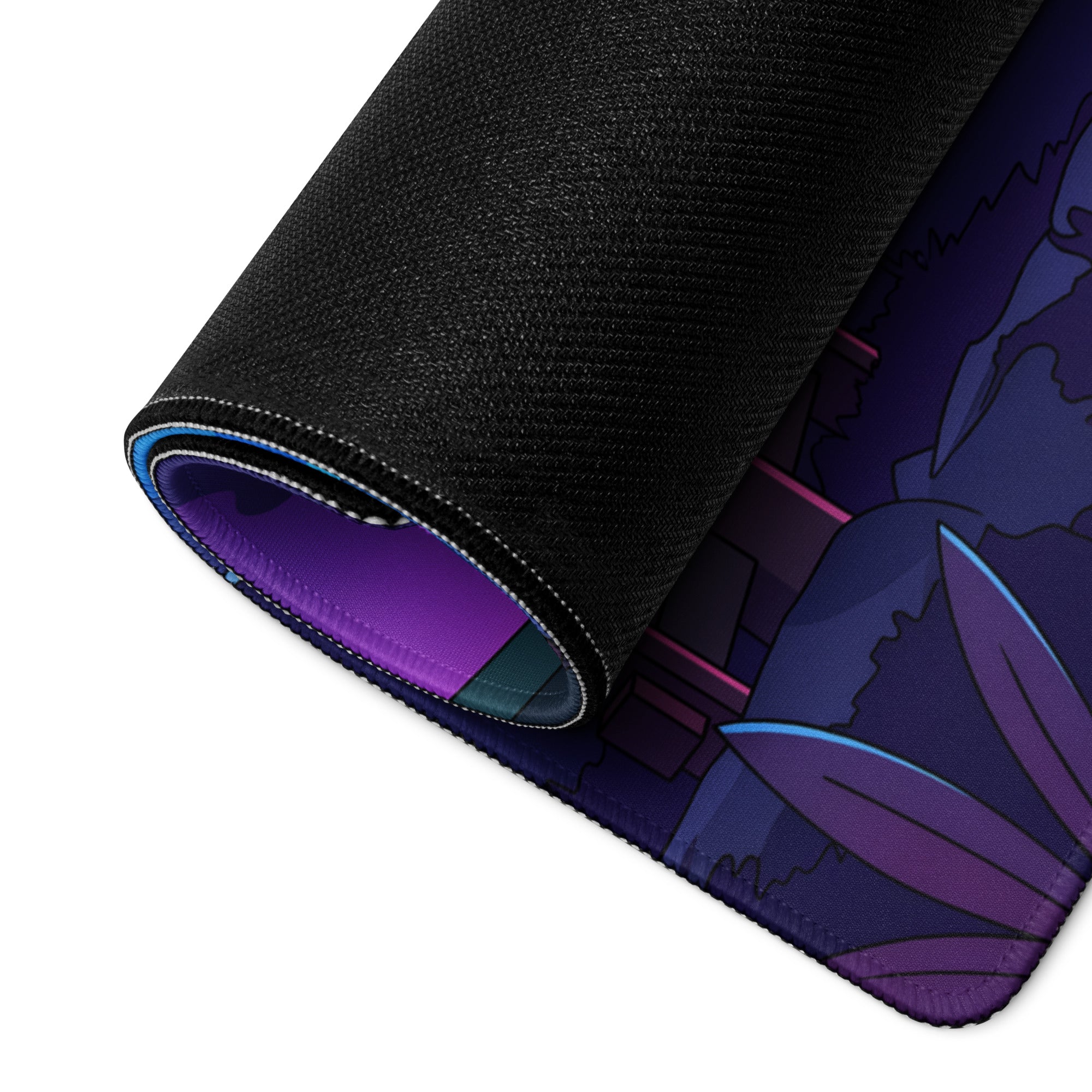 Vaporwave Neon Mount Fuji Mouse Pad - Mouse Pad Purple Pink Blue Vaporwave Dreamy Mood Retro Neon Digital Art