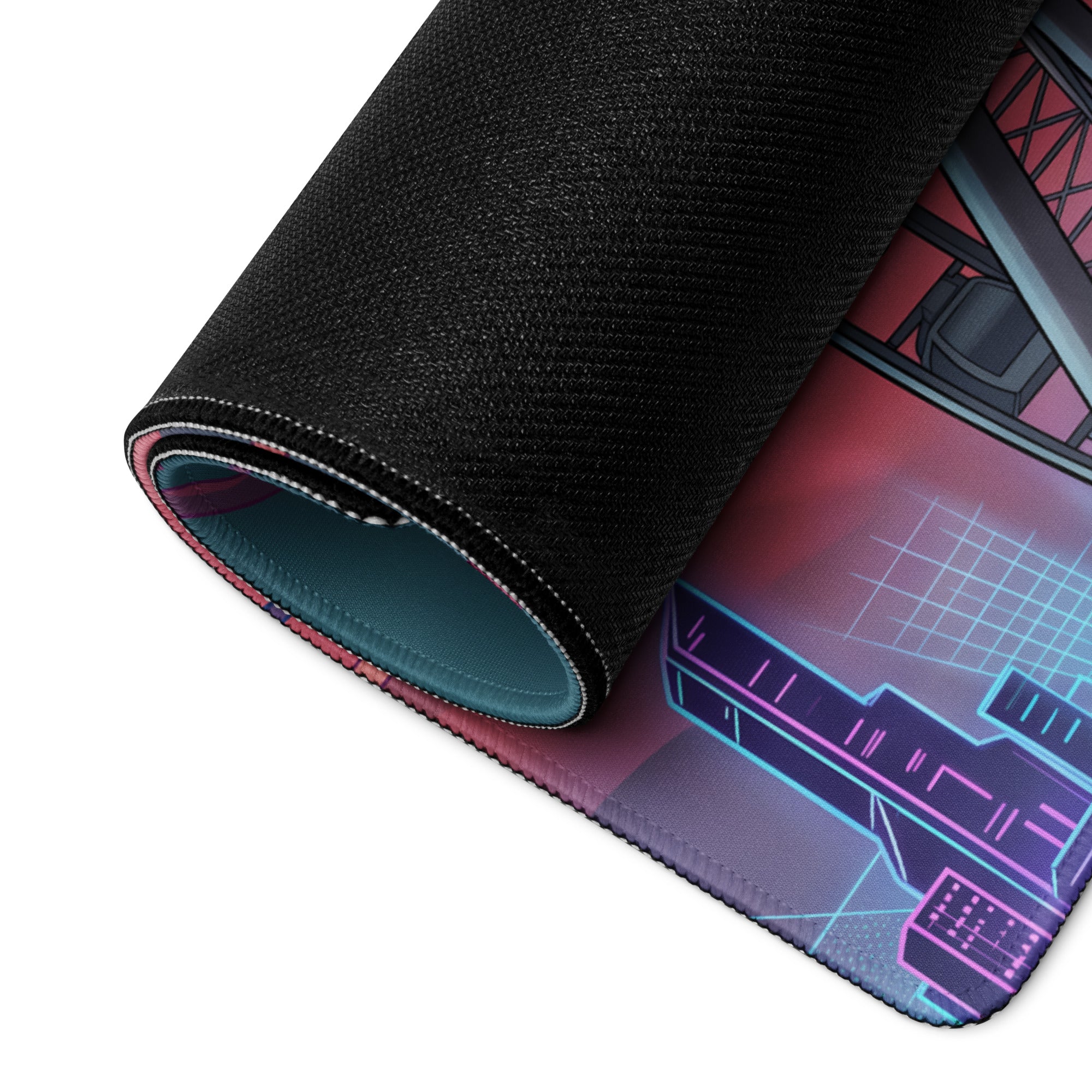 Vaporwave Neon Ferris Wheel Mouse Pad - Ferris Wheel Neon Pink Blue Vaporwave Neon Dream Vaporwave Desk Pad Digital Art
