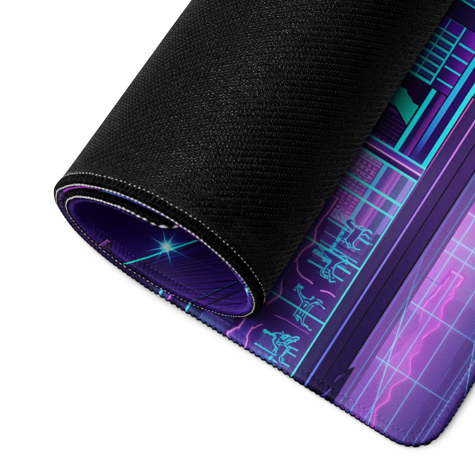 Vaporwave Neon City Mouse Pad - Mouse Pad Purple Blue Desk Gaming Vaporwave Dreamy Neon Cyberpunk Digital Art