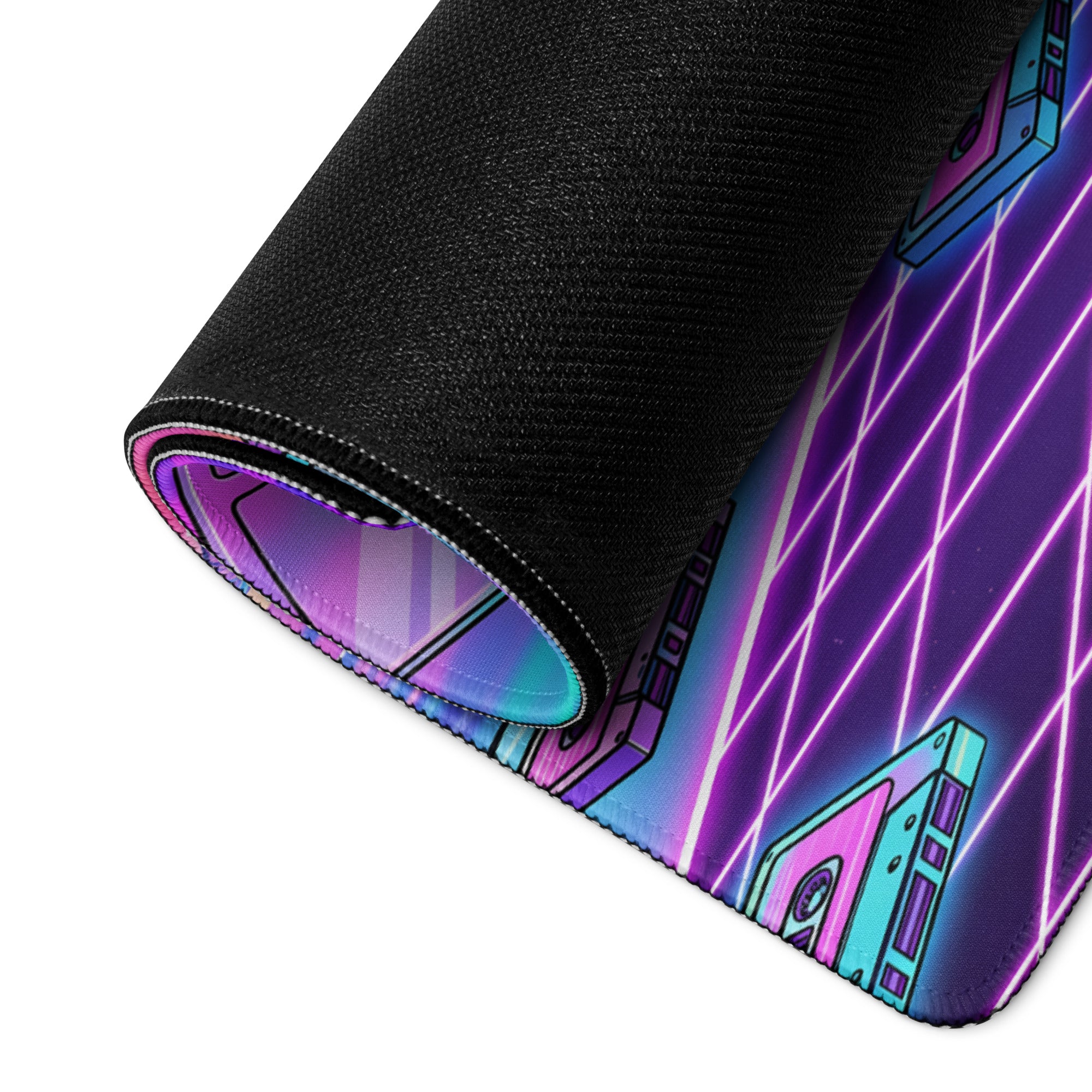 Neon Vaporwave Desktop Mouse Pad - Mouse Pad Neon Purple Cyan Desk Vaporwave Dreamy Neon Retro Futurism Large Gaming