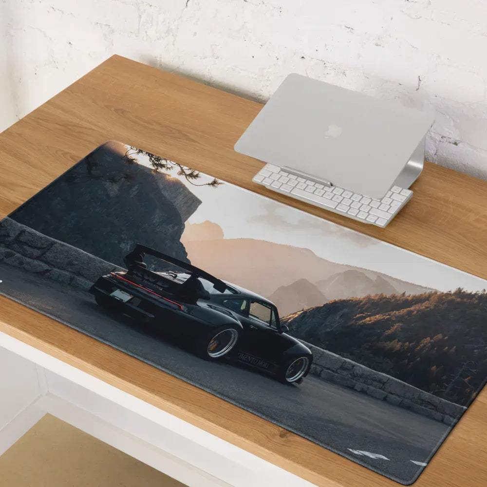 Black Porsche RWB 911 gaming mouse pad large XL with sports car graphic printed on rectangular soft surface