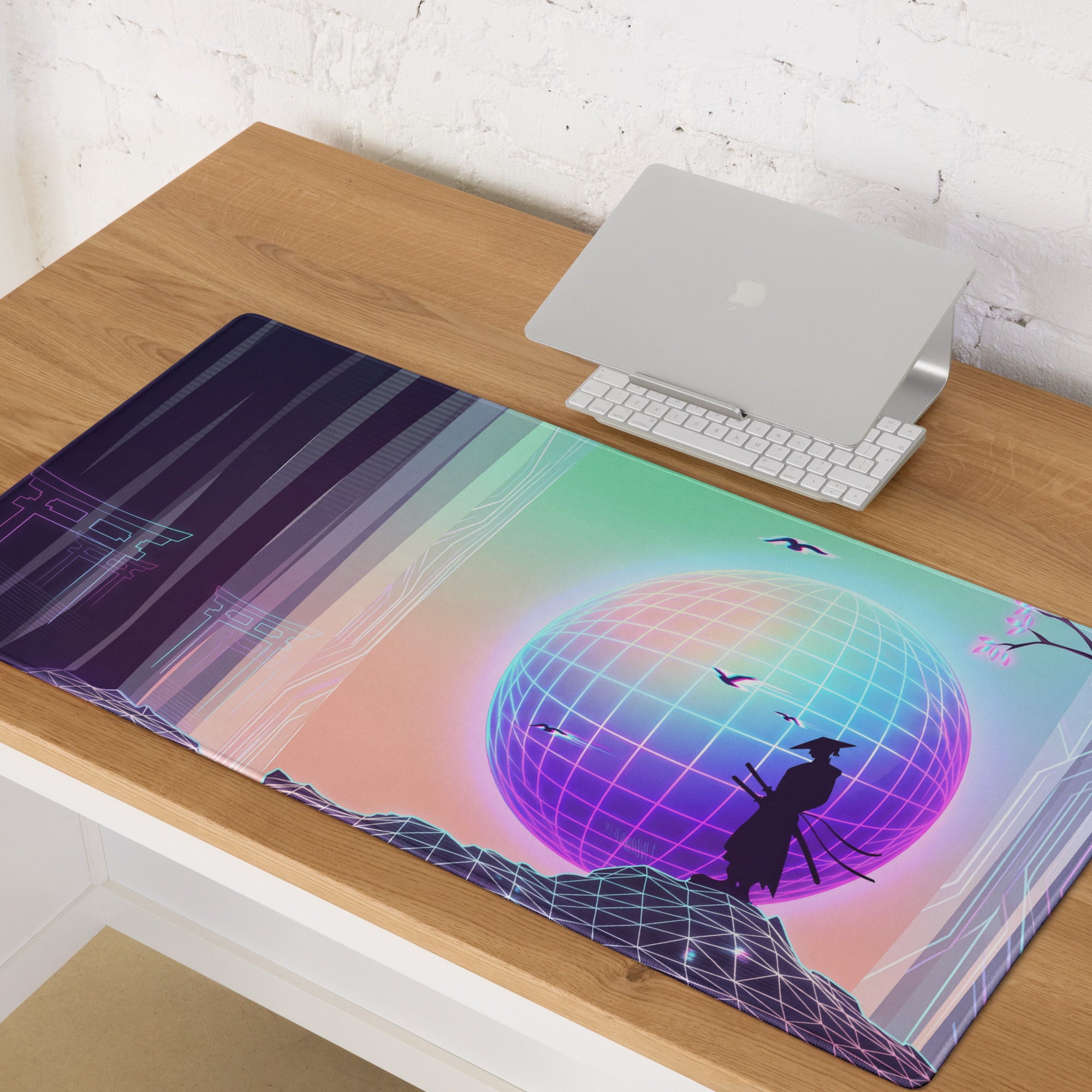 Vaporwave Neon World Mouse Pad - Mouse Pad Neon Pink Blue Desk Setup Vaporwave Dreamy Nostalgic Futurism Mat