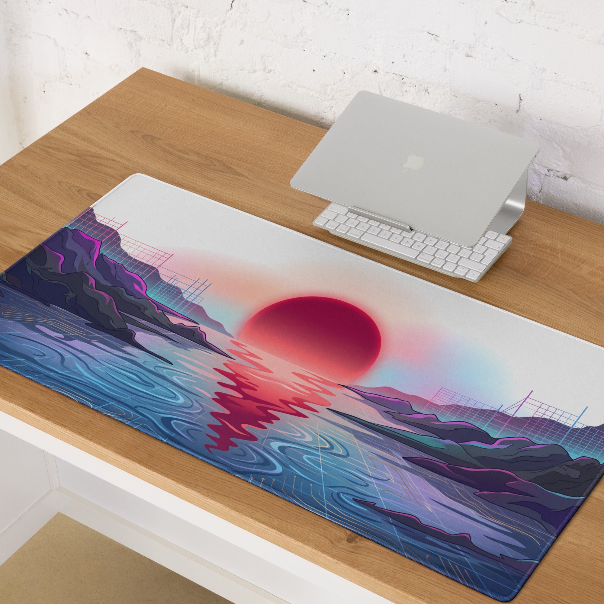 Vaporwave Neon Gaming Mouse Pad - Gaming Mouse Pad Neon Pink Purple Blue Desk Vaporwave Dreamy Nostalgia Aesthetic