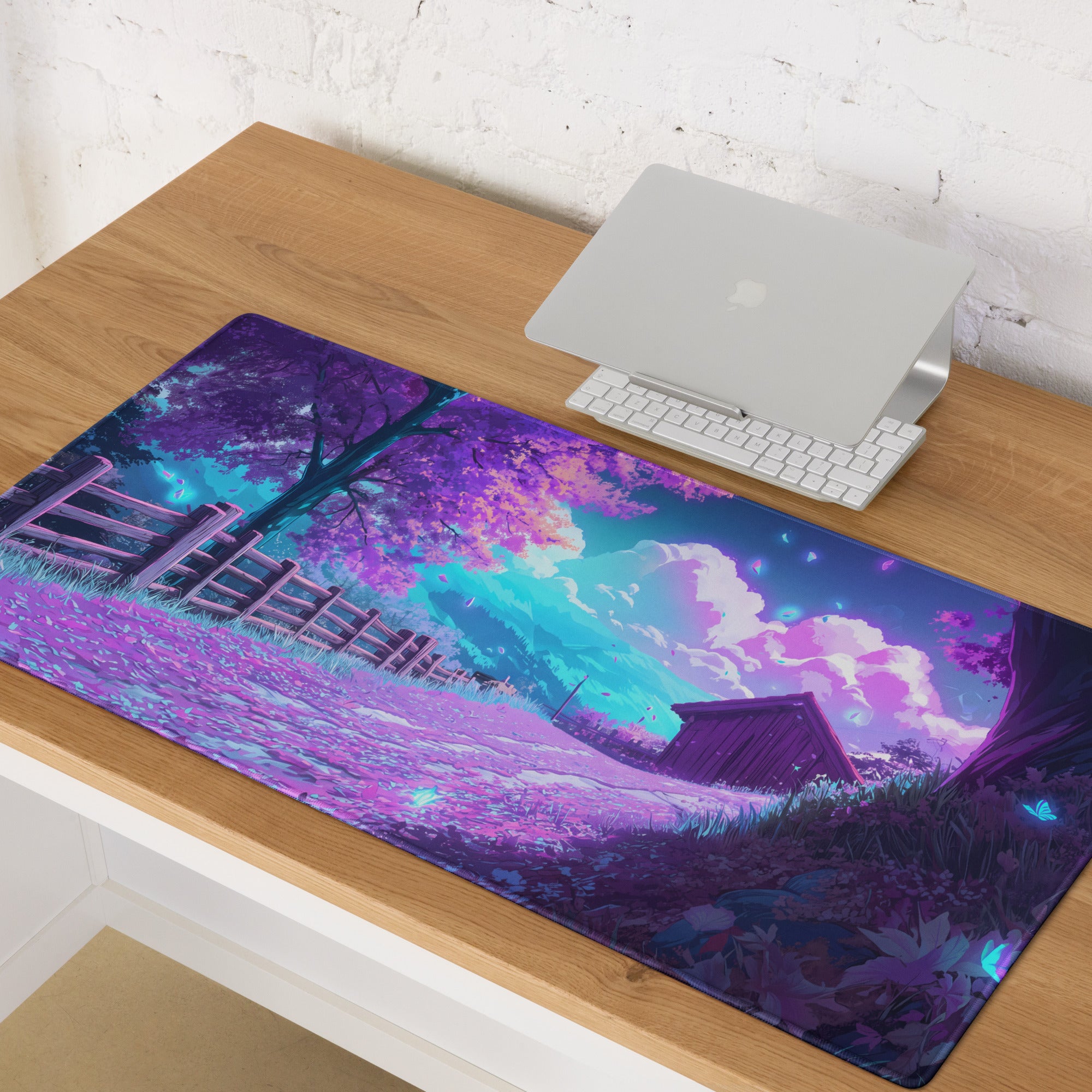 Vaporwave Dreamscape Mouse Pad - Mouse Pad Purple Pink Blue Desk Vaporwave Dreamy Neon Mood Retro Gaming Synthwave