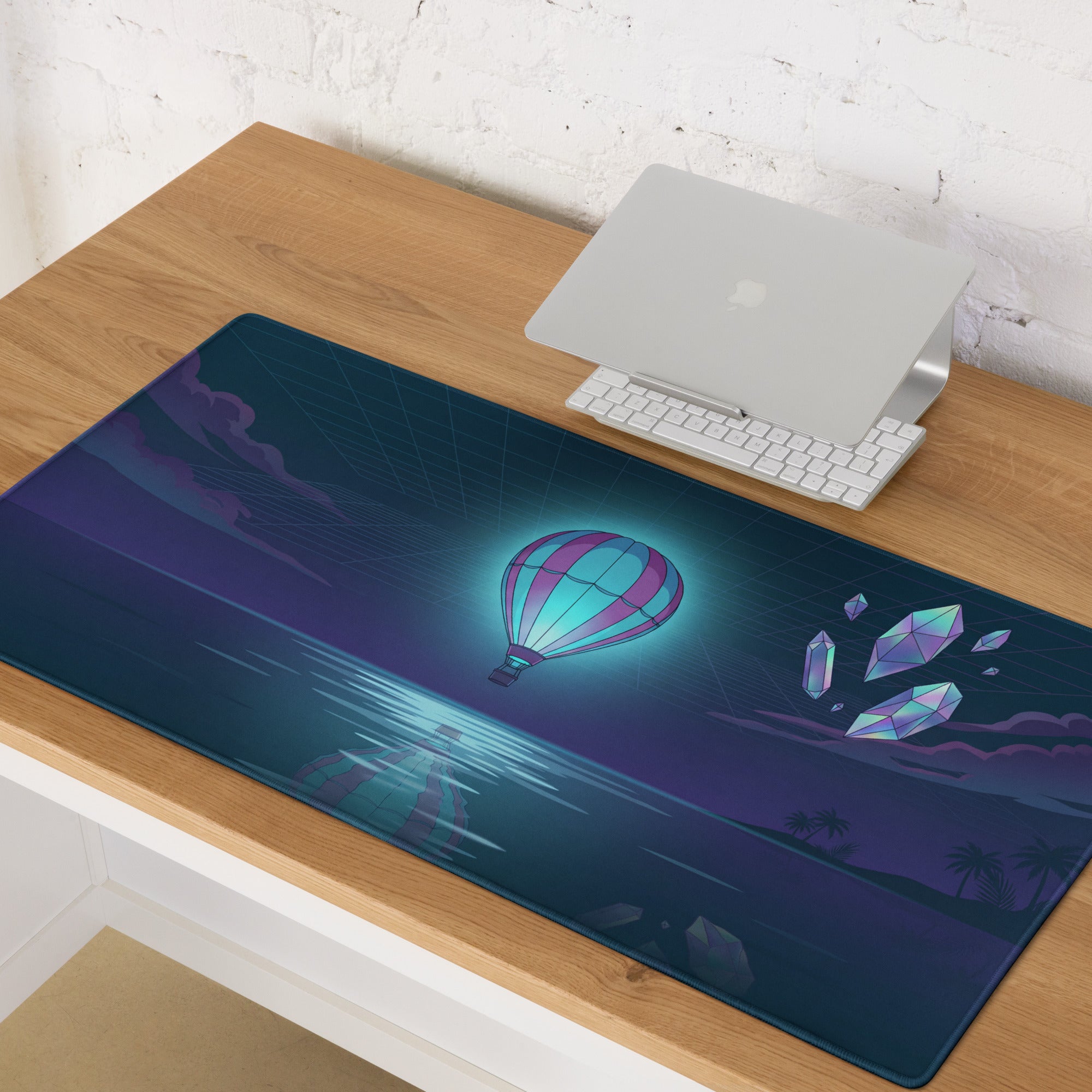 Vaporwave Dream Mouse Pad - Mouse Pad Blue Purple Neon Vaporwave Futurism Dreamy Neon Mood Vaporwave Decor Digital Art