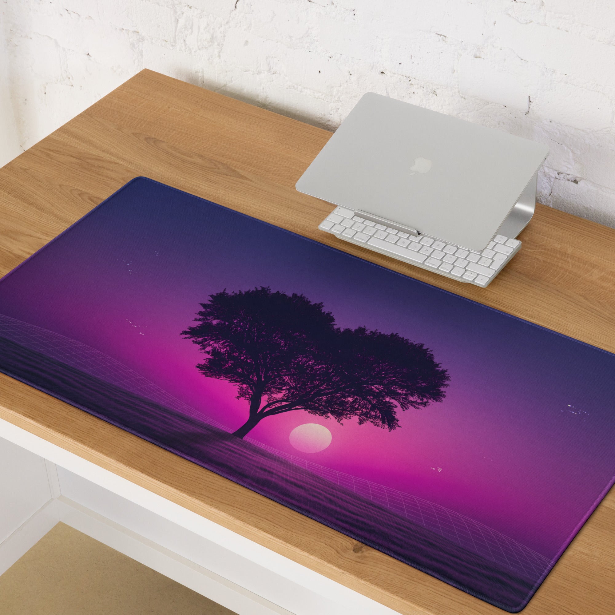 Vaporwave Sunset Tree Mouse Pad - Tree Purple Pink Desk Gaming Vaporwave Dreamy Nostalgic Synthwave Aesthetic