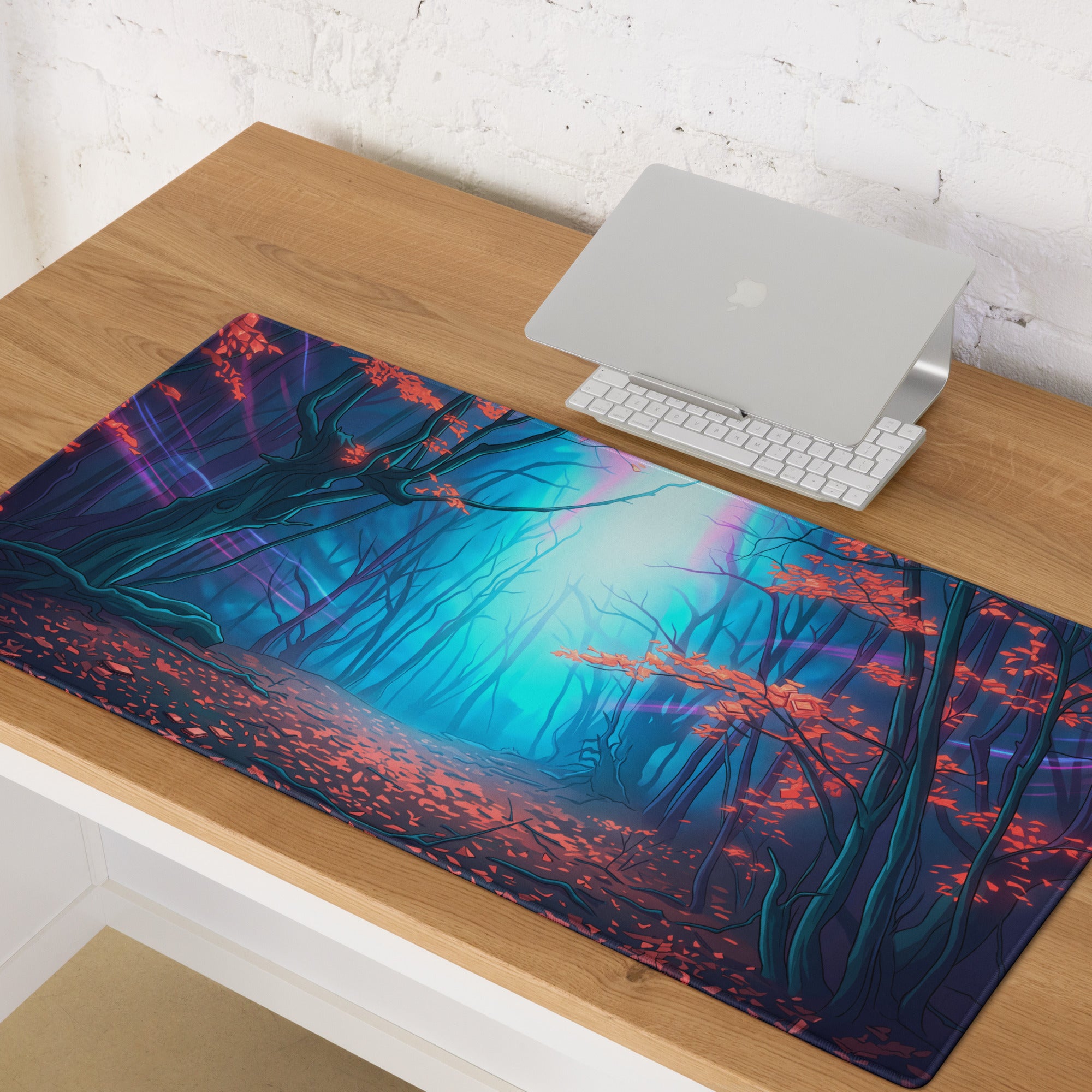 Vaporwave Forest Neon Mouse Pad - Mouse Pad Neon Blue Pink Purple For Gaming Vaporwave Desk Decor Digital Art