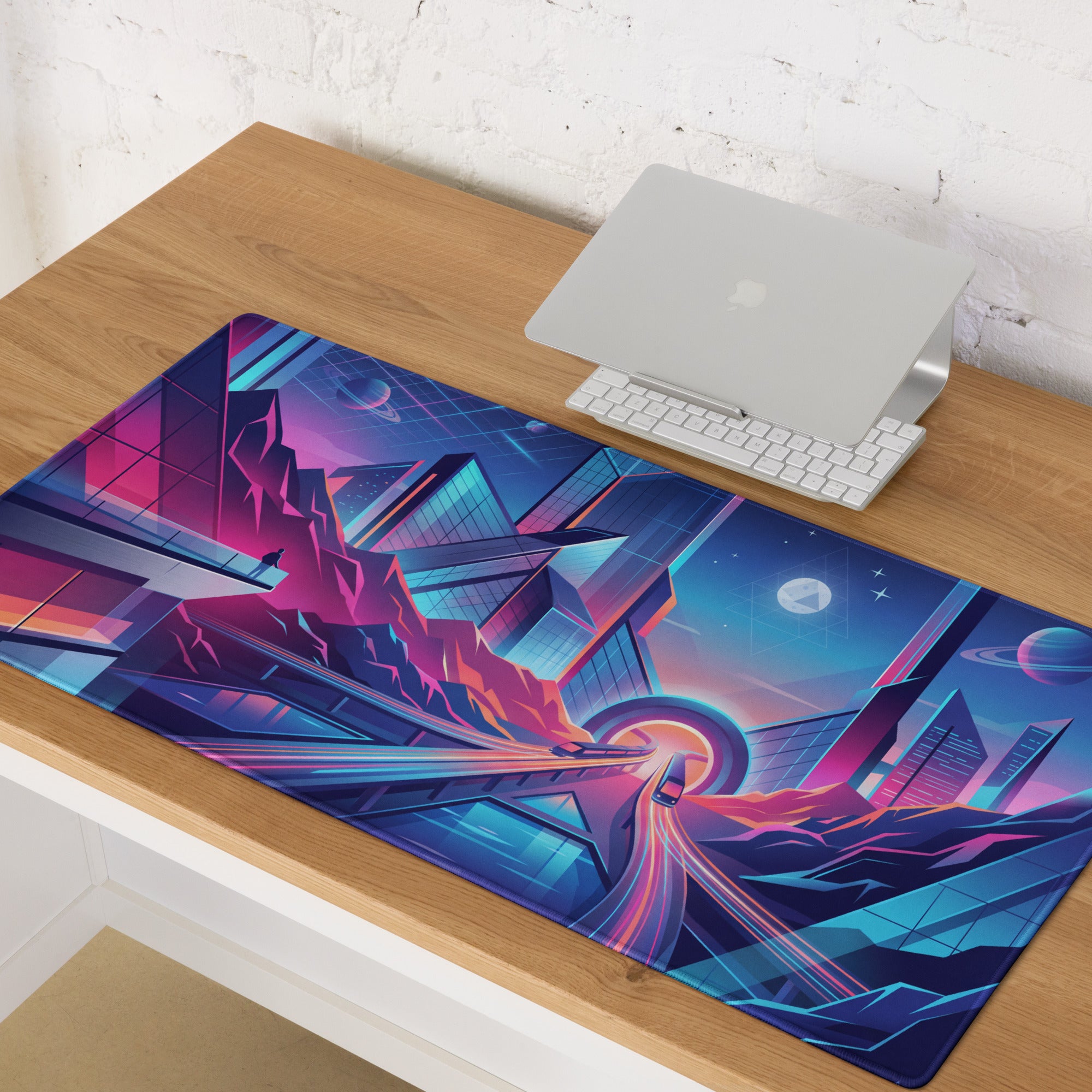 Vaporwave Neon City Mouse Pad - City Neon Pink Blue Purple Desk Gaming Vaporwave Dreamy Nostalgic Cyberpunk Digital Art