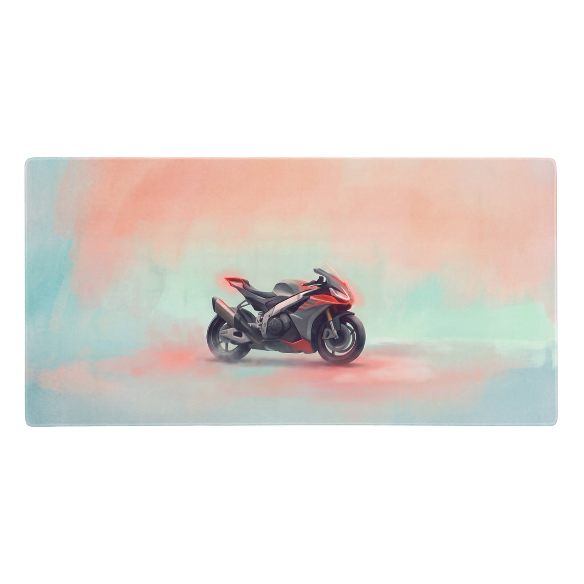Red and black sport motorcycle illustration on aprilia rsv4 inspired large desk pad premium gaming mousepad