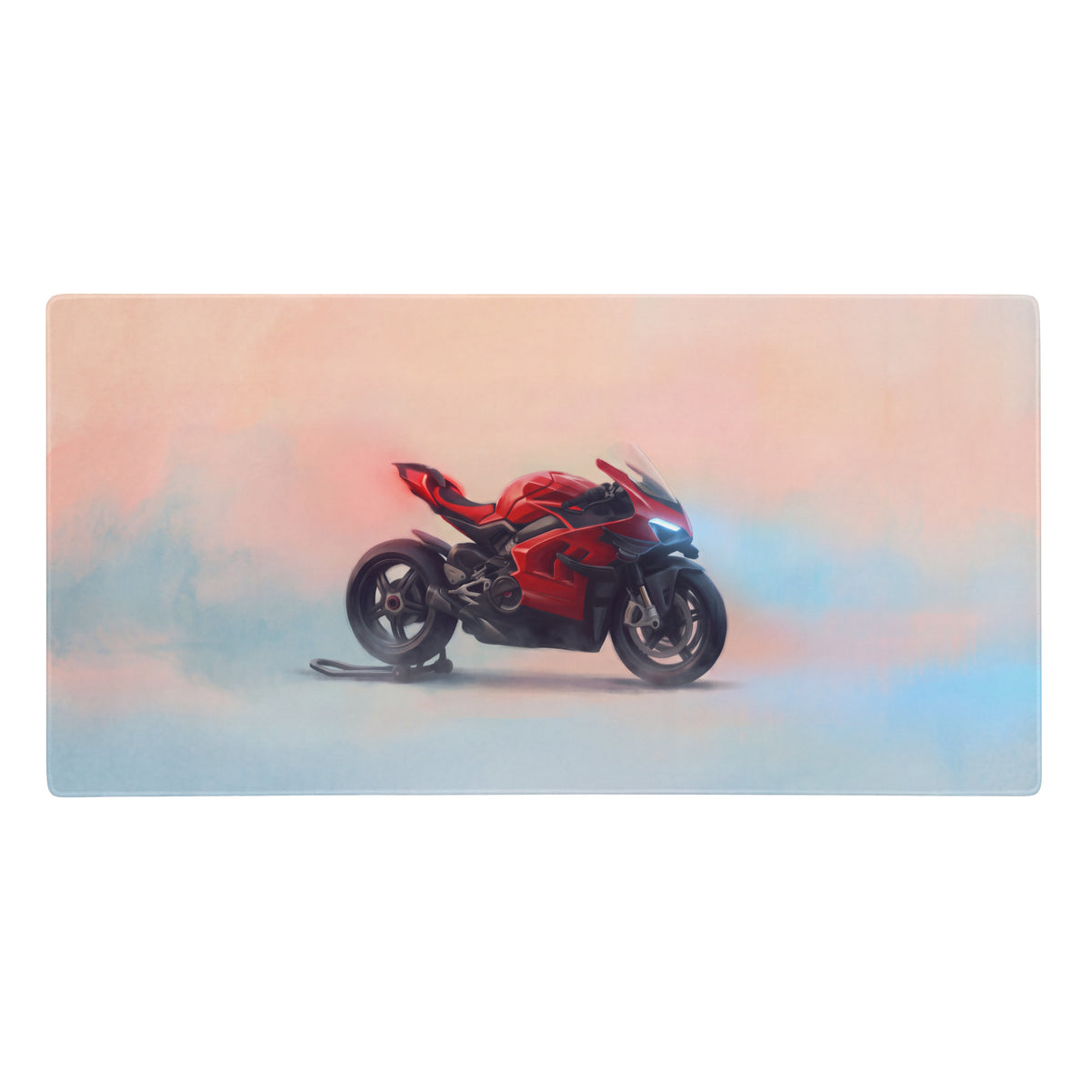 Red and black ducati motorcycle illustration on an oversized premium gaming mousepad desk mat