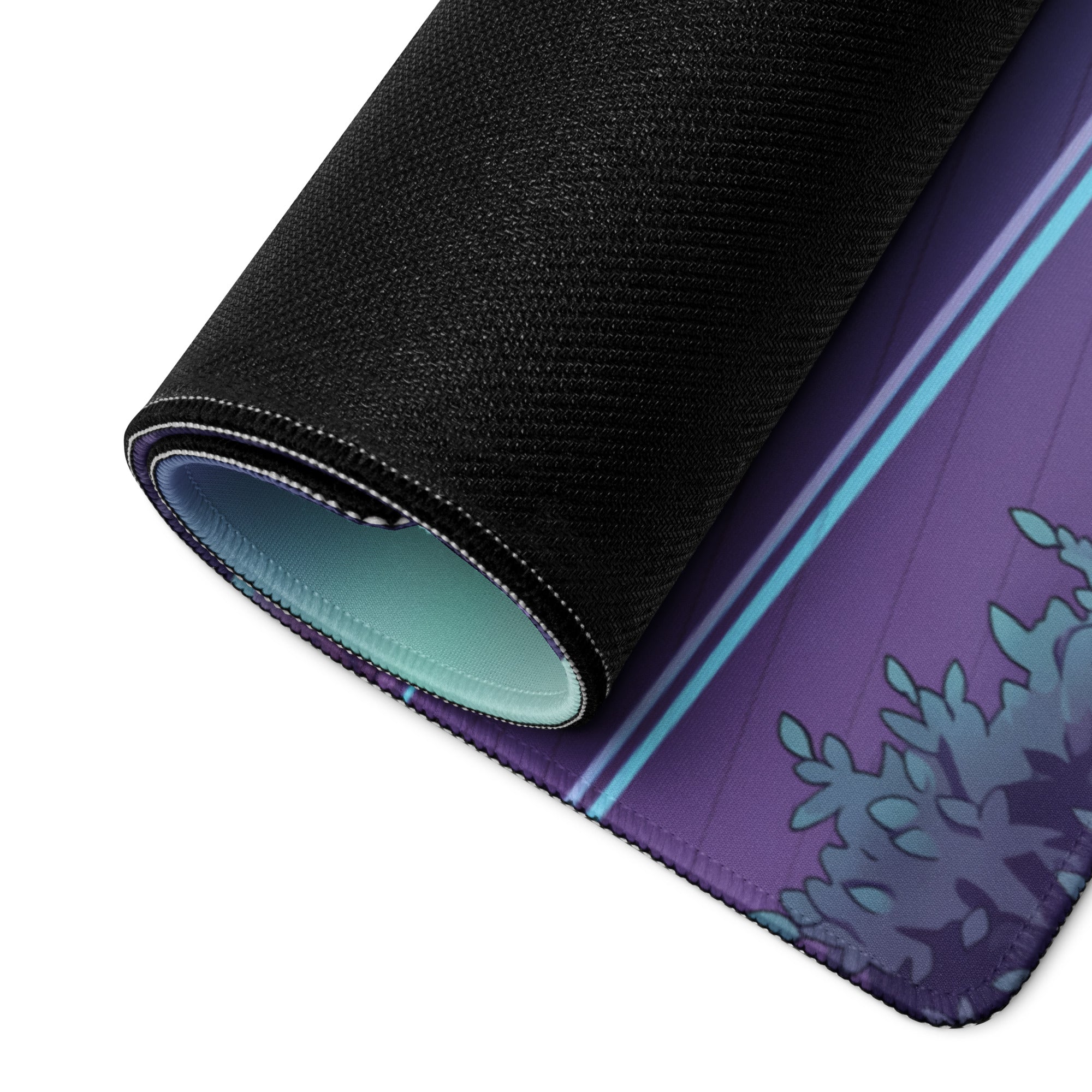 RWB Porsche 911 Inspired Purple Teal Vaporwave Gaming Mouse Pad, Neon Mountain Road Desk Mat with Retro Futuristic Sports Car Artwork