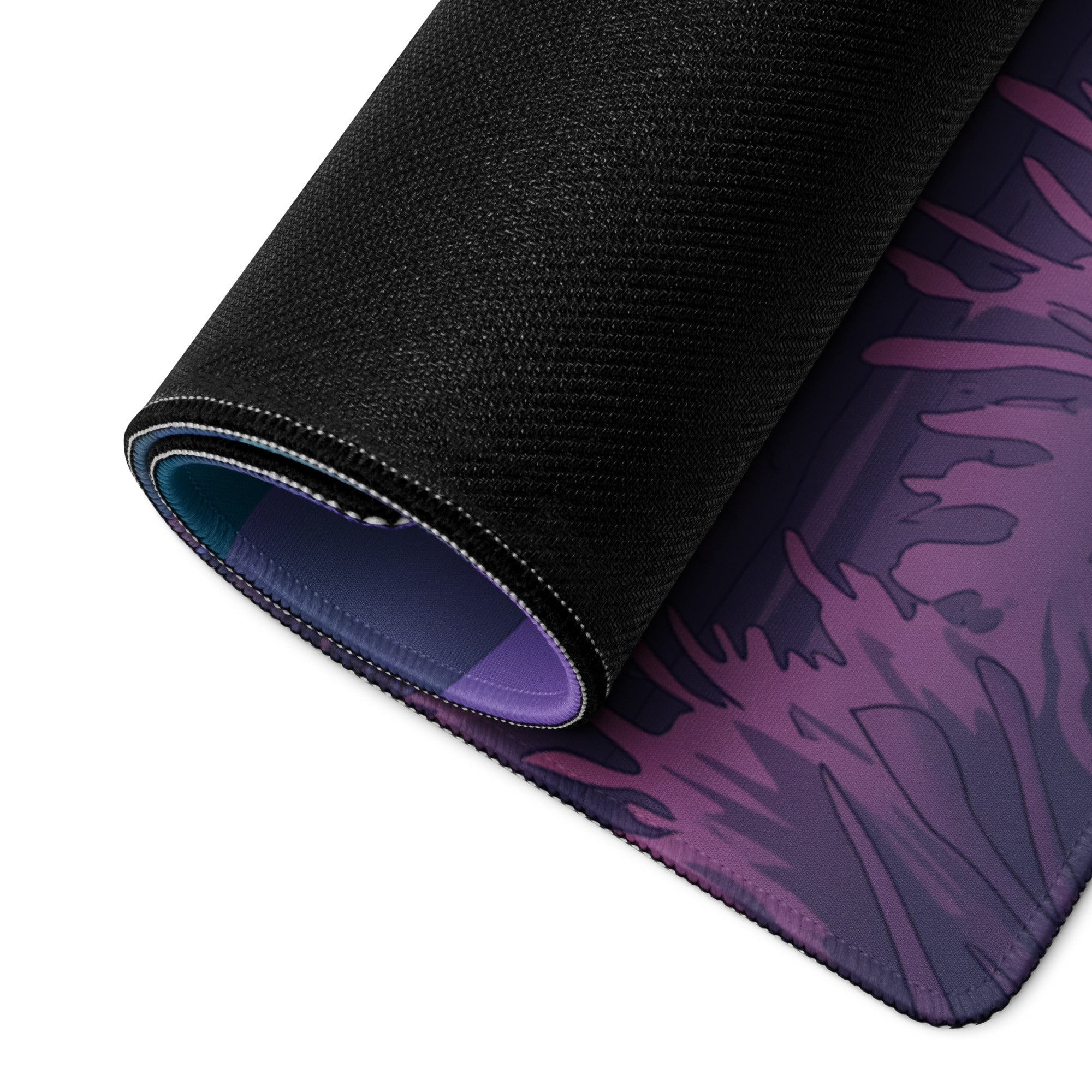 Porsche 911 964 RWB Inspired Purple Teal Vaporwave Gaming Mouse Pad, Moody Mountain Road Desk Mat with Retro Futuristic Widebody Car Artwork