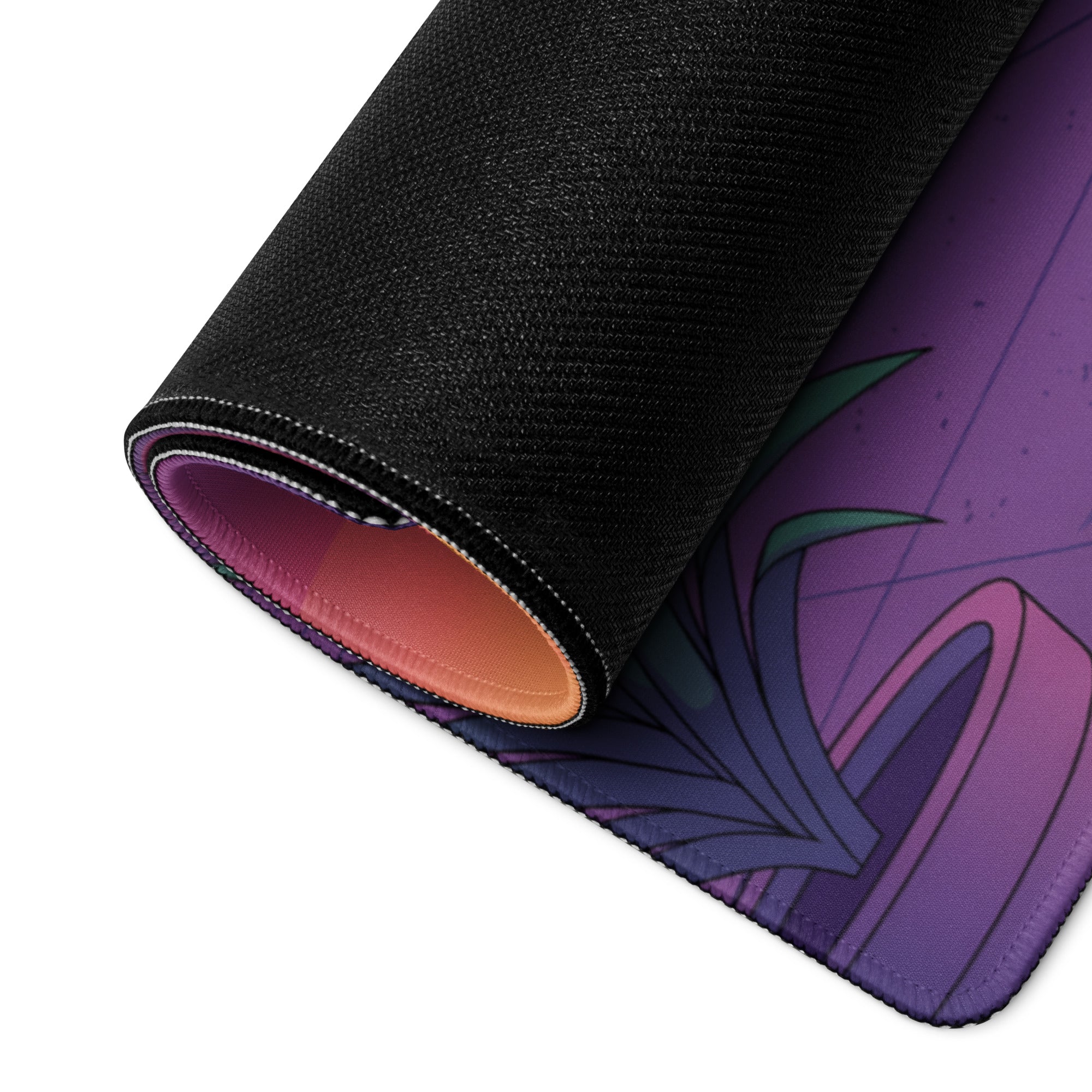 Porsche 911 964 Inspired Orange Purple Vaporwave Gaming Mouse Pad, Neon Miami Street Desk Mat with Retro Futuristic Classic Sports Car Artwork