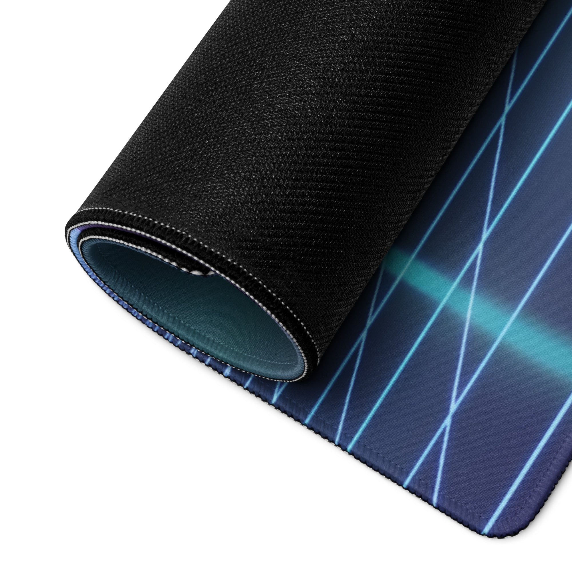 Aston Martin Vantage GT3 Inspired Silver Vaporwave Gaming Mouse Pad – Neon Cyan Pink Grid Desk Mat with Retro Futuristic Synthwave Tunnel Art