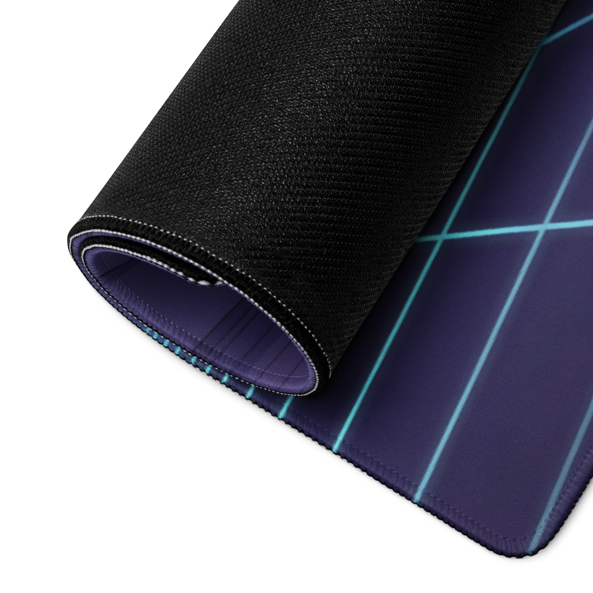 Nissan GT-R R35 Inspired Silver Vaporwave Gaming Mouse Pad – Neon Cyan Grid Warehouse Desk Mat with Palm Trees and Retro Futuristic Synthwave Art