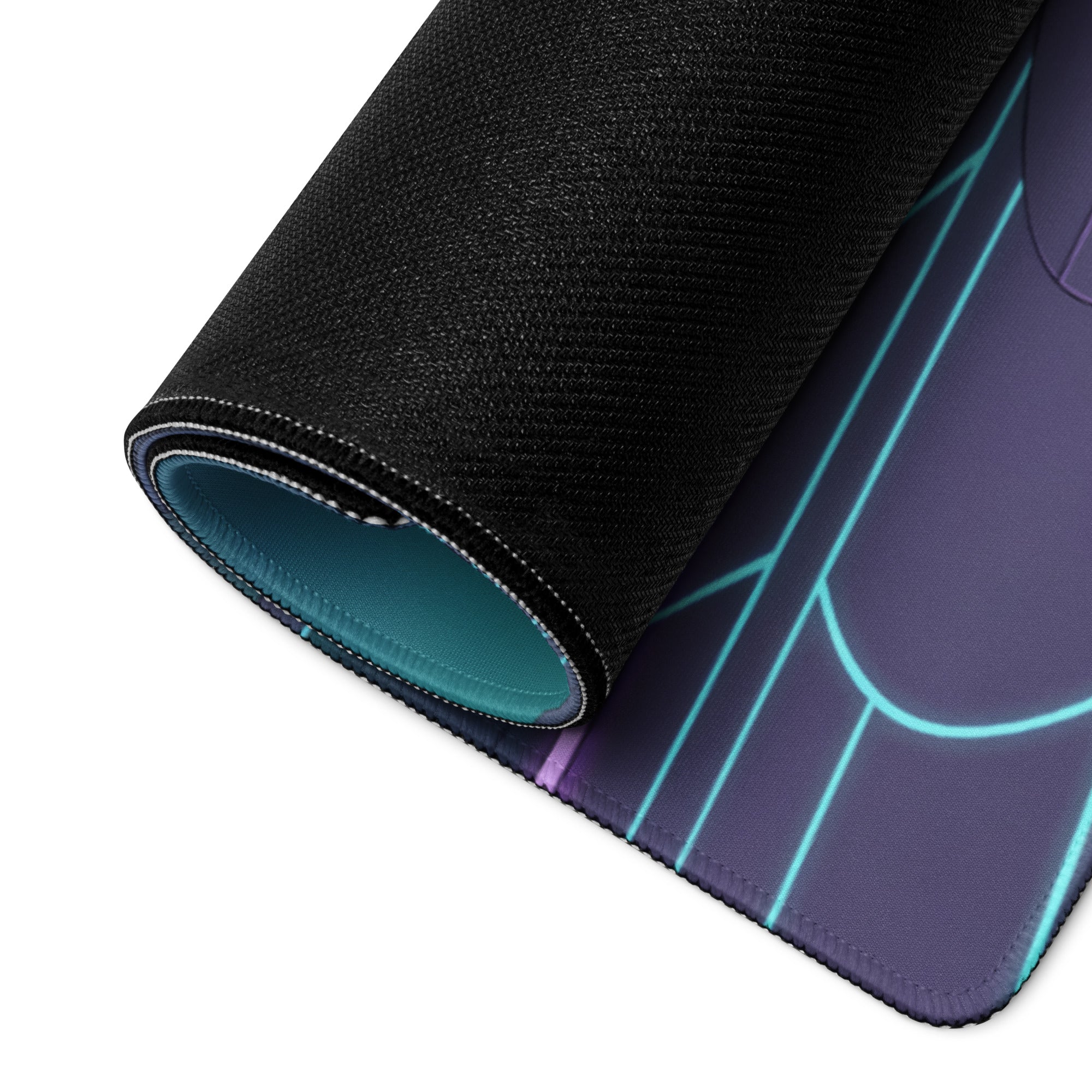 BMW M 1000 RR Inspired Black Teal Vaporwave Gaming Mouse Pad – Neon Cyber City Desk Mat, Futuristic Sportbike Digital Artwork