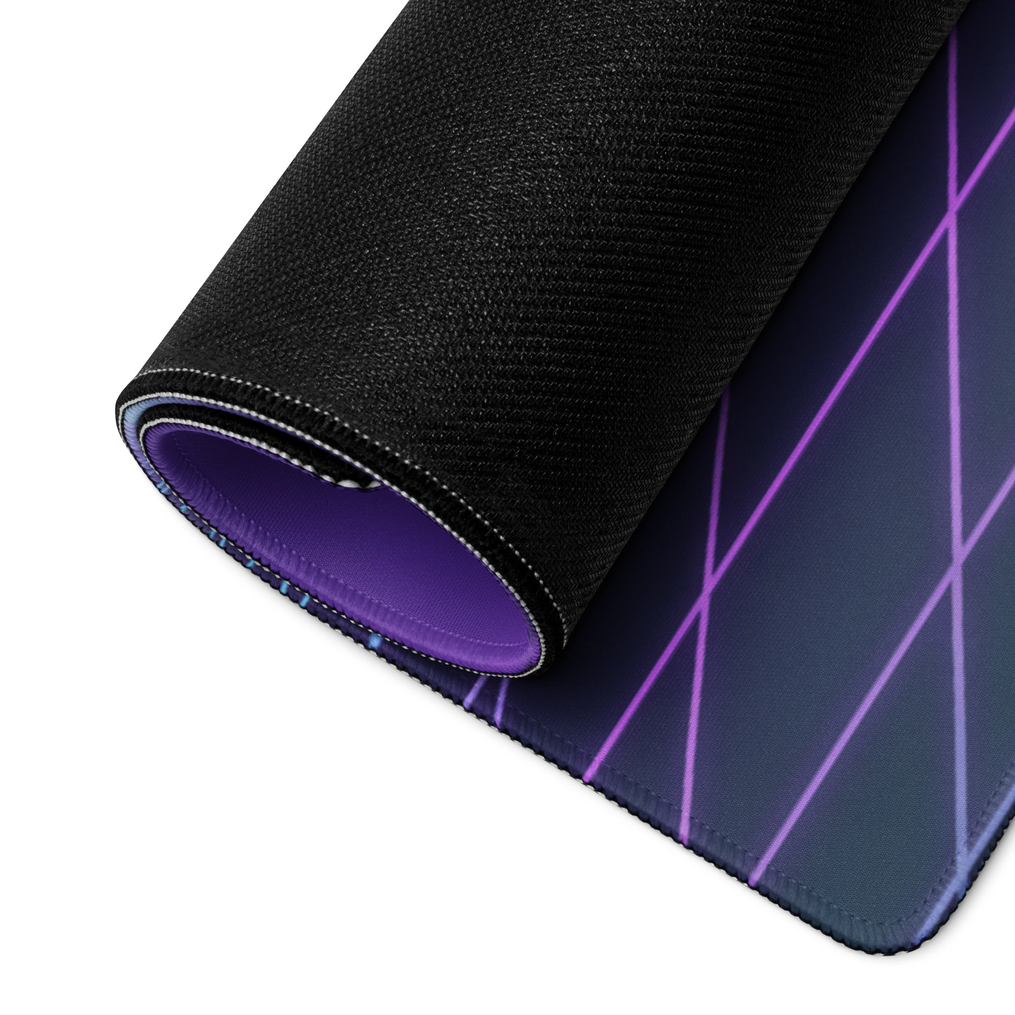 BMW M 1000 RR Inspired Black Purple Vaporwave Gaming Mouse Pad – Neon Sunset Grid Desk Mat, Retro Futuristic Superbike Digital Artwork