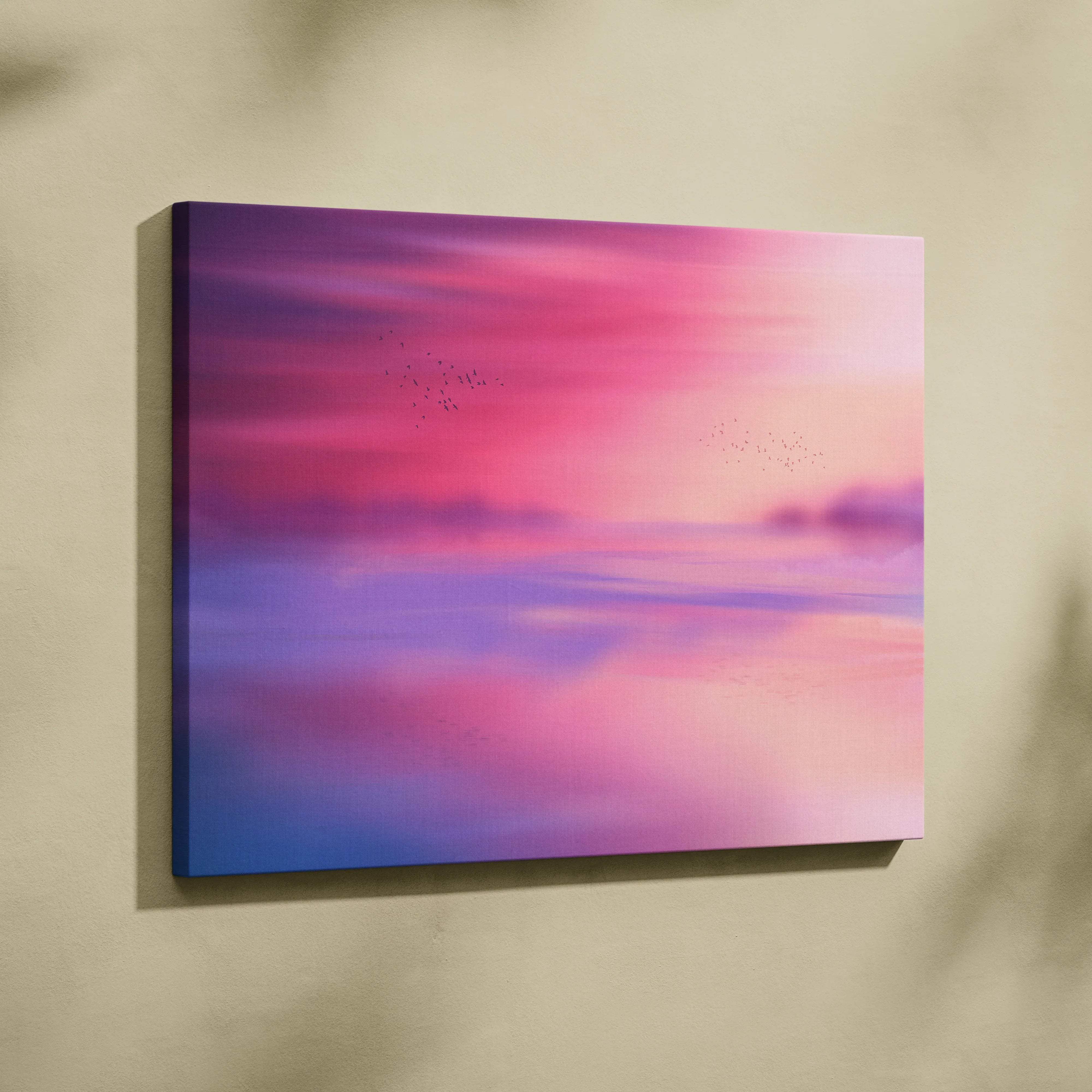 Ethereal sky gradient canvas art in pink purple blue tones